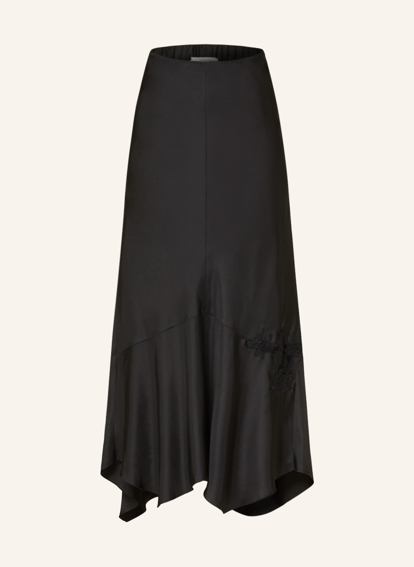 DOROTHEE SCHUMACHER Silk skirt SENSUAL COOLNESS with lace, Color: BLACK (Image 1)