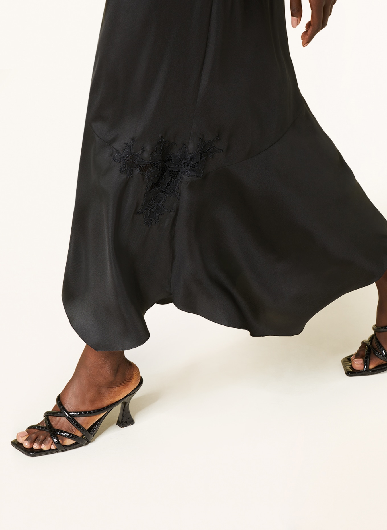DOROTHEE SCHUMACHER Silk skirt SENSUAL COOLNESS with lace, Color: BLACK (Image 4)