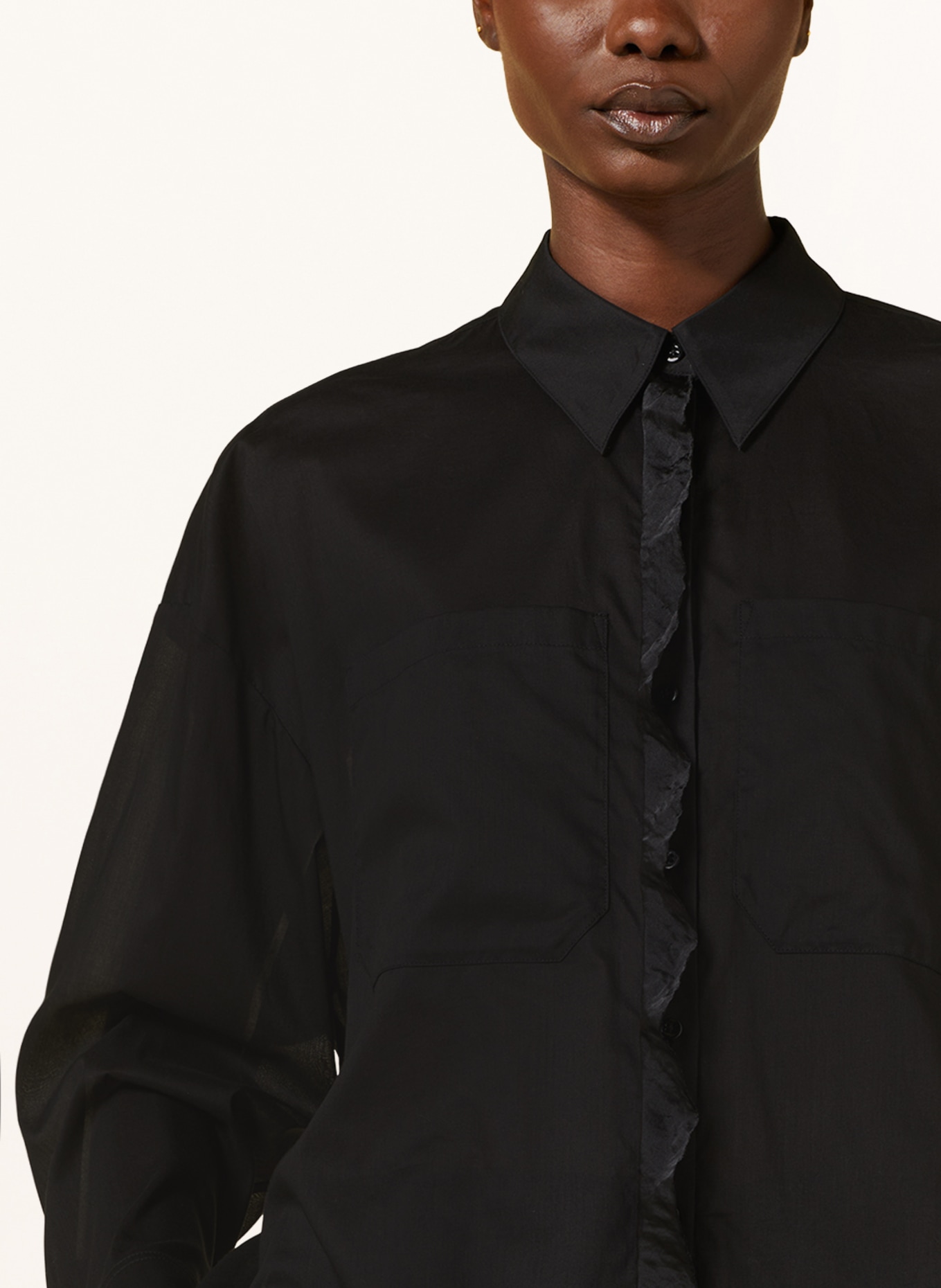 DOROTHEE SCHUMACHER Shirt blouse with frills, Color: BLACK (Image 4)