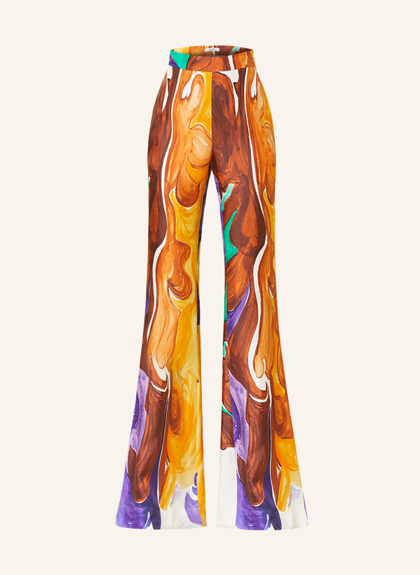 DOROTHEE SCHUMACHER Bootcut-Hose aus Seide, Farbe: LILA/ BRAUN/ ORANGE (Bild 1)
