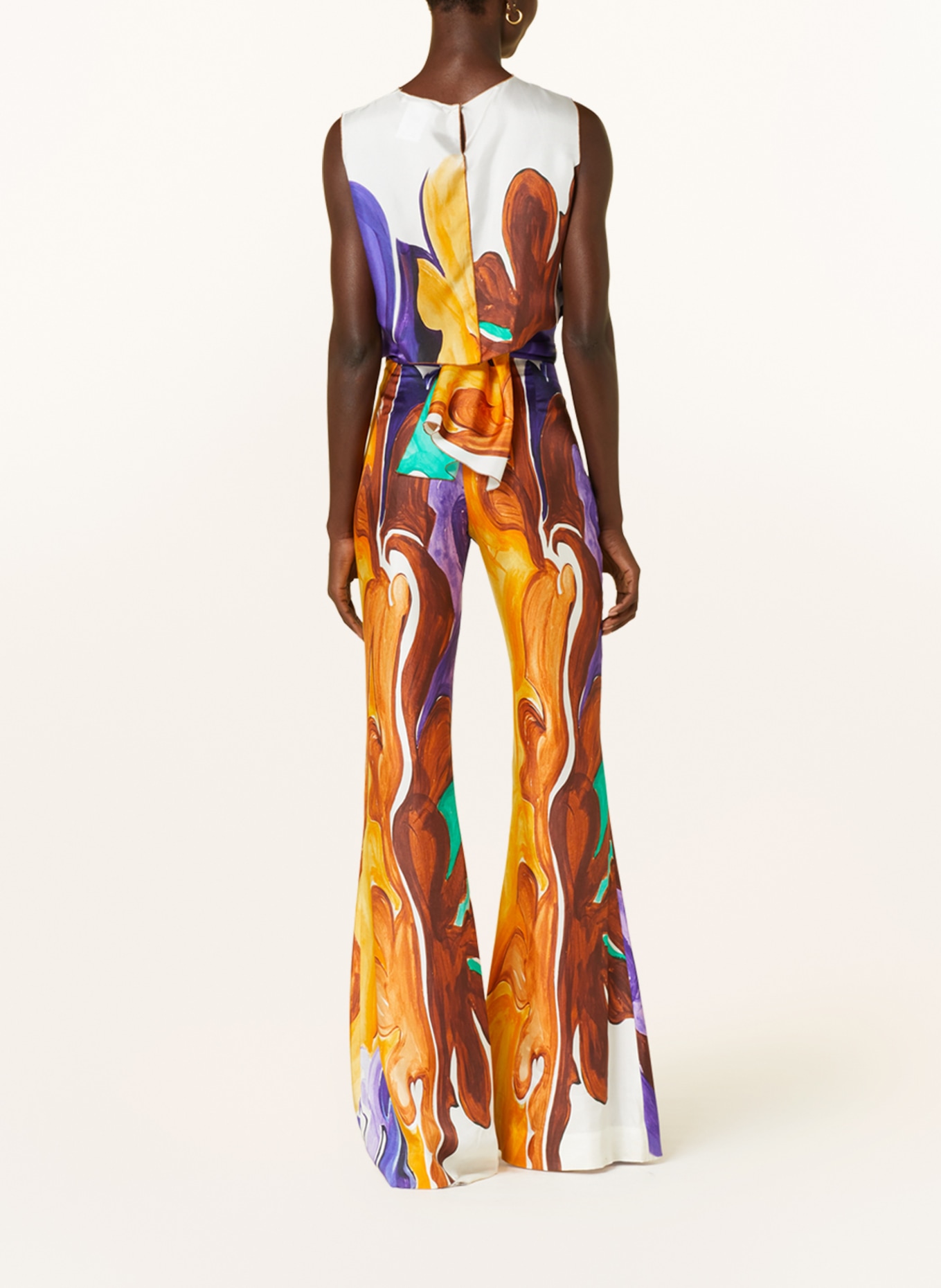DOROTHEE SCHUMACHER Spodnie bootcut z jedwabiu, Kolor: LILA/ BRĄZOWY/ POMARAŃCZOWY (Obrazek 3)