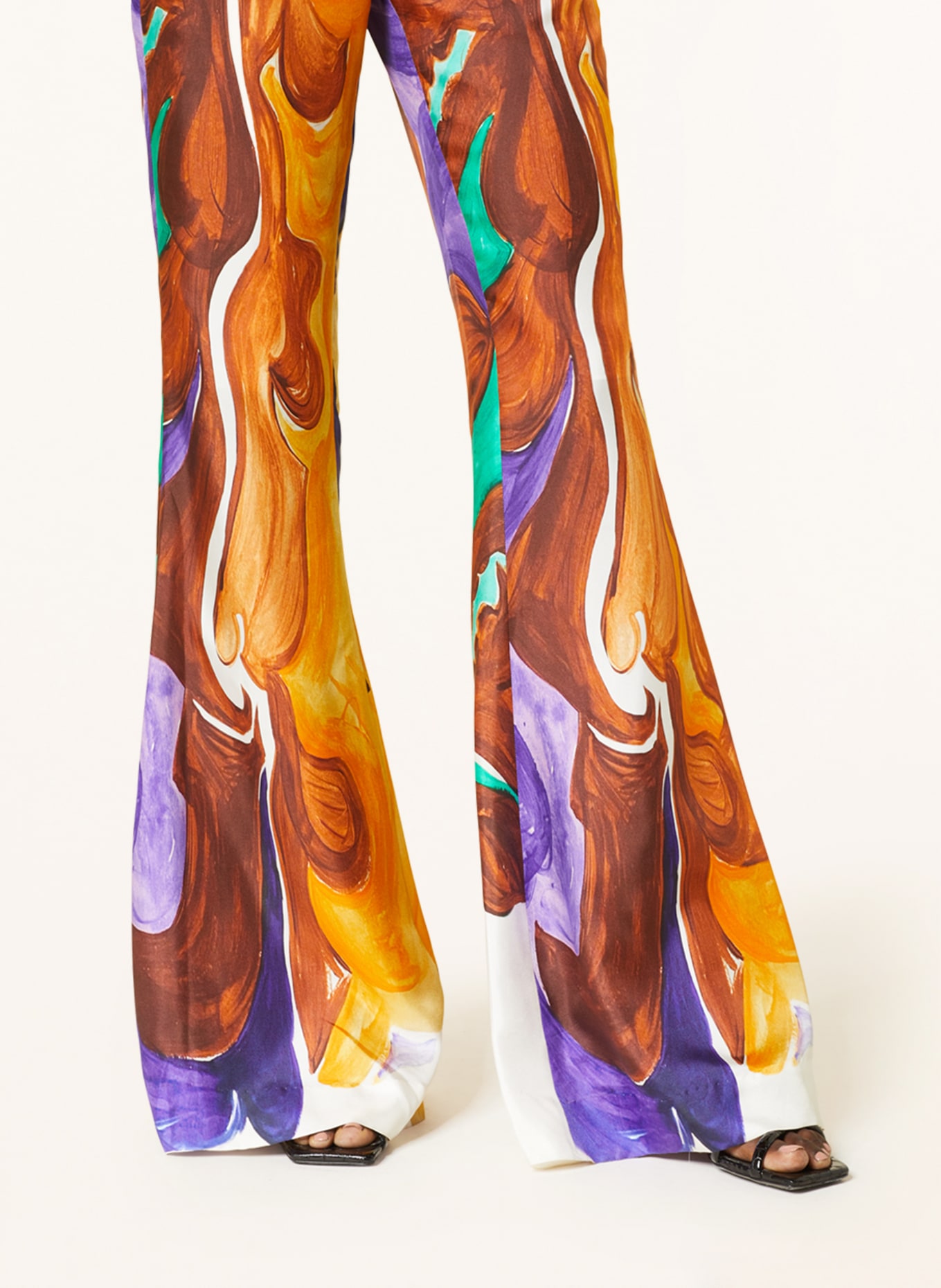 DOROTHEE SCHUMACHER Bootcut-Hose aus Seide, Farbe: LILA/ BRAUN/ ORANGE (Bild 5)