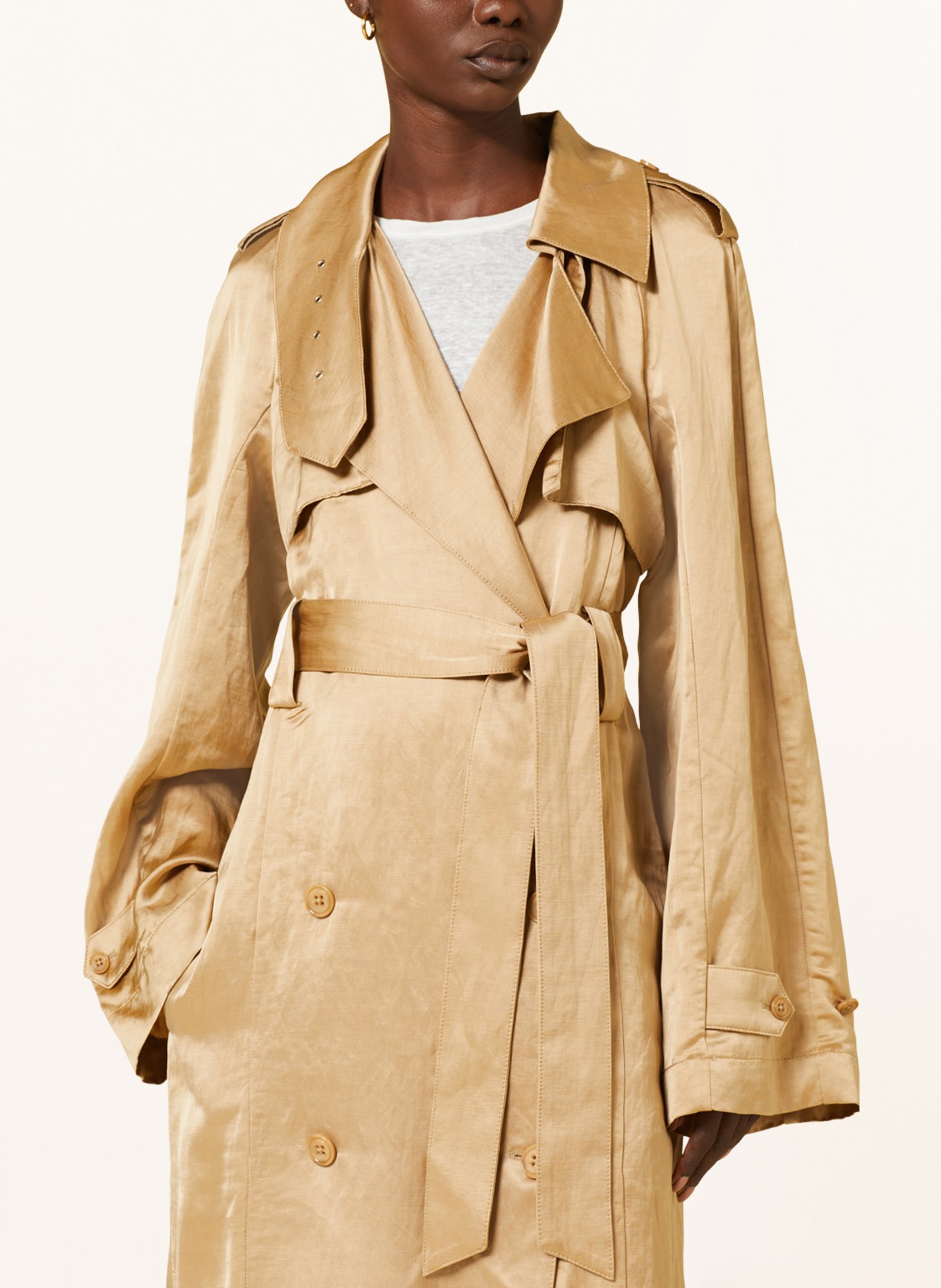 DOROTHEE SCHUMACHER Trench coat with linen, Color: BEIGE (Image 4)
