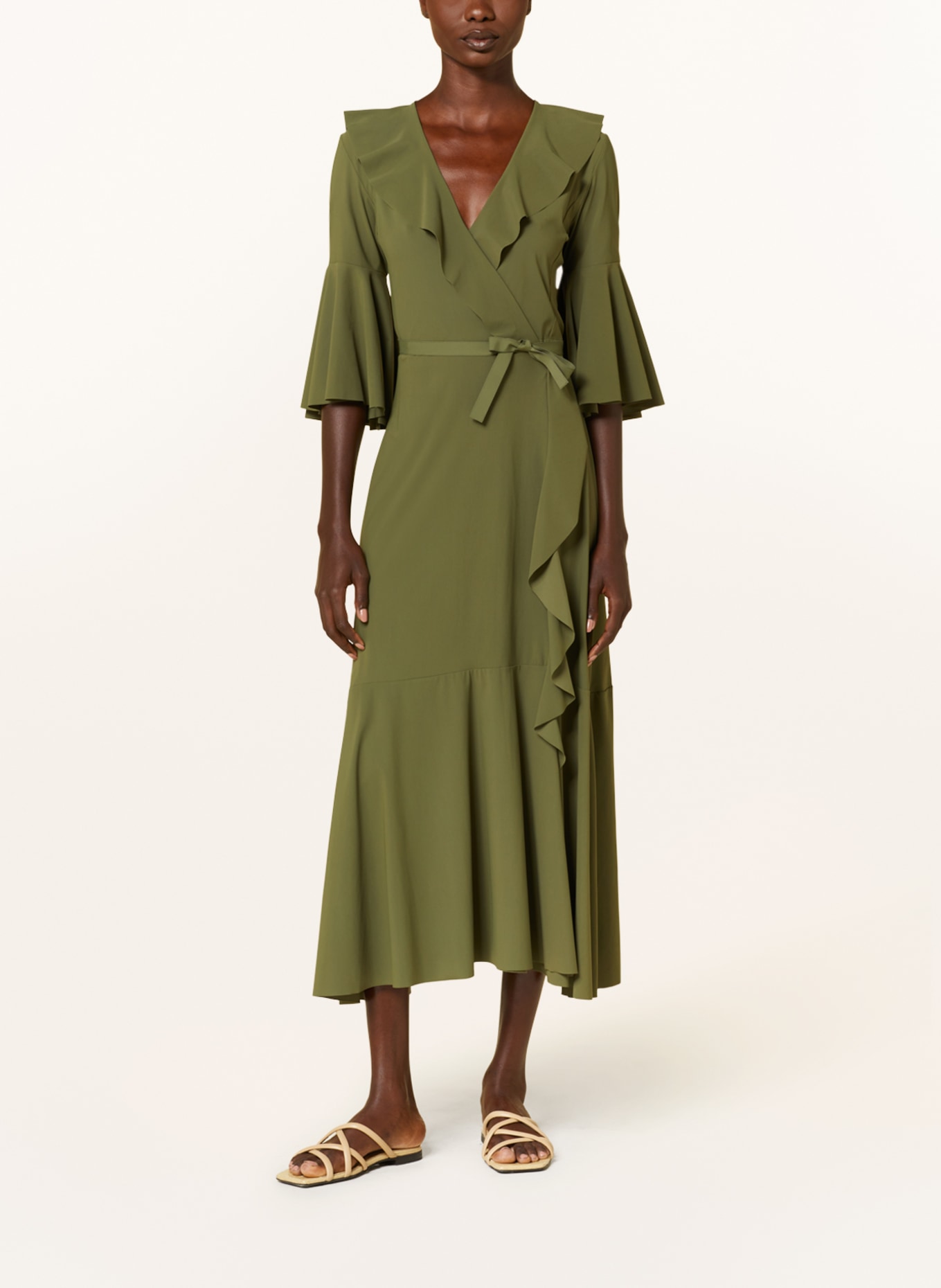 DOROTHEE SCHUMACHER Wrap dress with 3/4 sleeves, Color: OLIVE (Image 2)