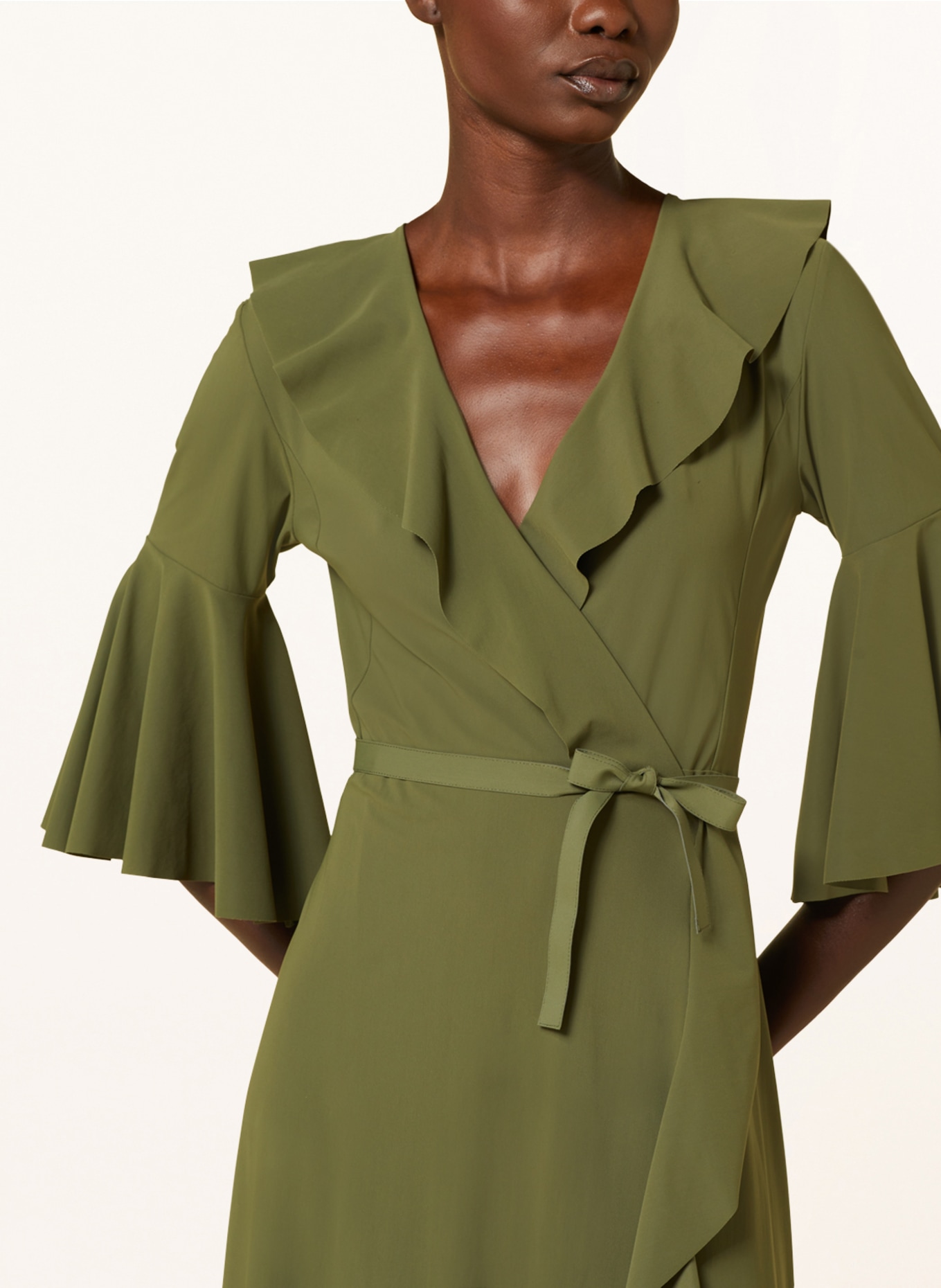 DOROTHEE SCHUMACHER Wrap dress with 3/4 sleeves, Color: OLIVE (Image 4)