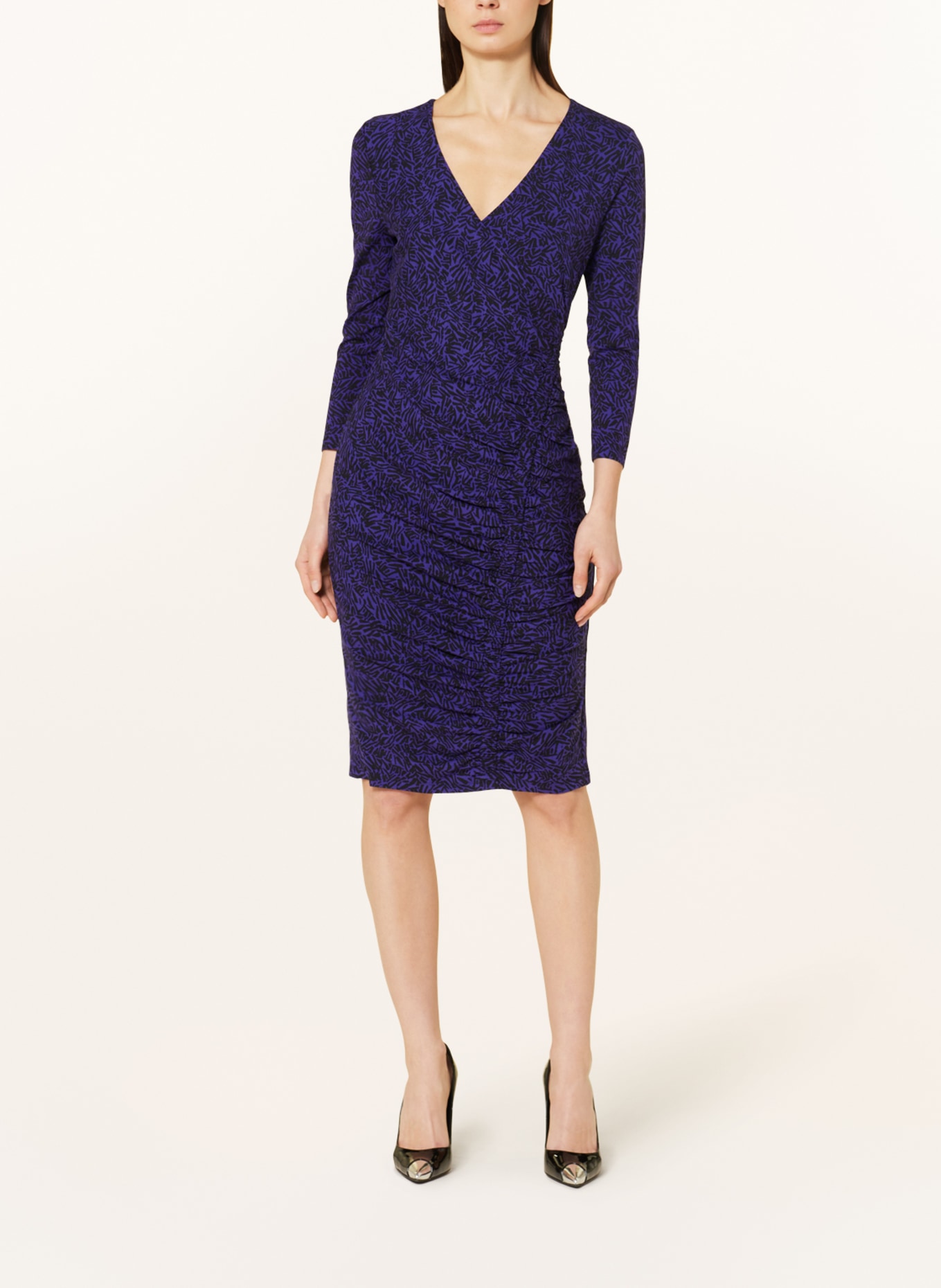 Phase Eight Jersey dress THEADORA with 3/4 sleeves, Color: DARK PURPLE/ BLACK (Image 2)