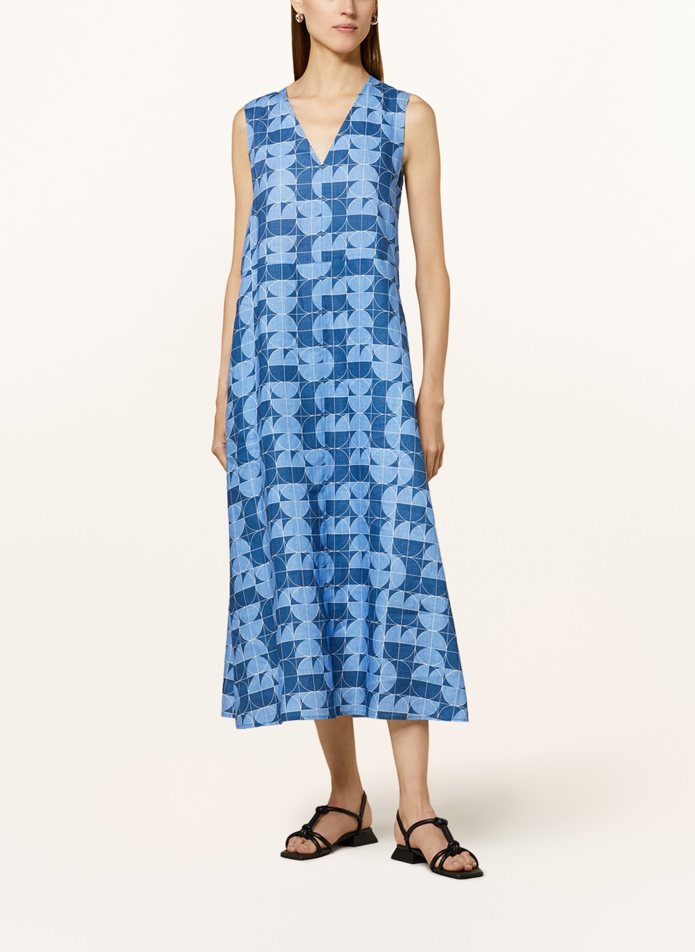 MaxMara LEISURE Linen dress URLO, Color: DARK BLUE/ LIGHT BLUE (Image 2)