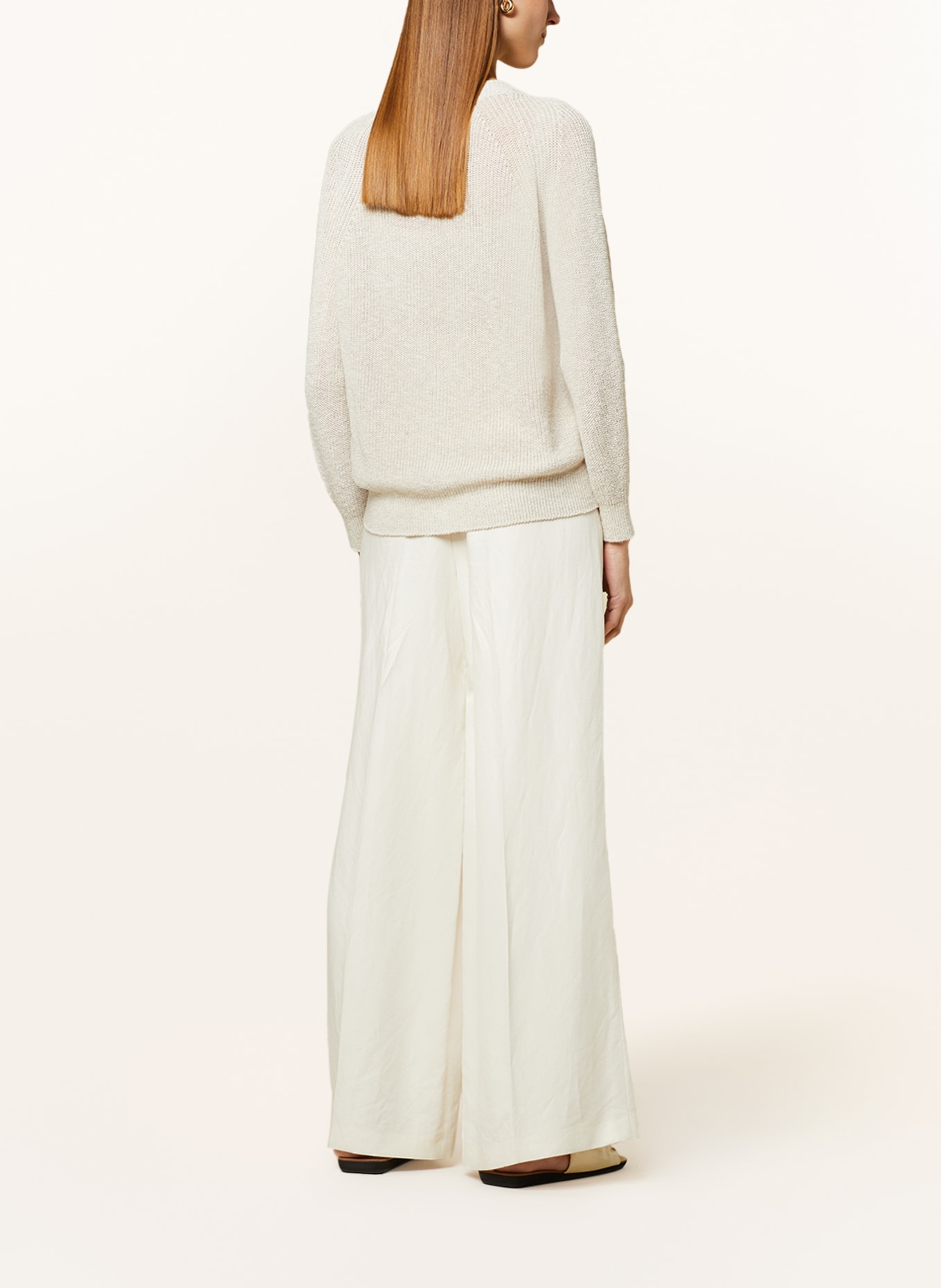 MaxMara LEISURE Set TENORE: Knit top and cardigan with linen, Color: BEIGE (Image 3)