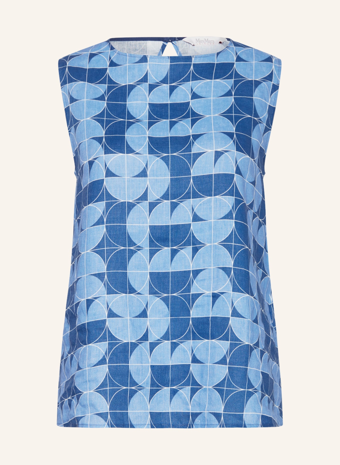 MaxMara LEISURE Blouse top GIUSY in linen, Color: DARK BLUE/ LIGHT BLUE (Image 1)