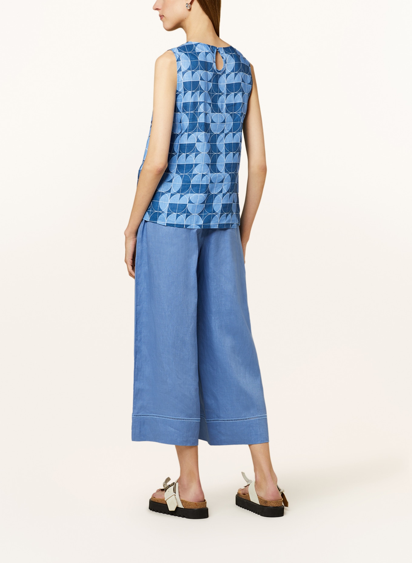 MaxMara LEISURE Blouse top GIUSY in linen, Color: DARK BLUE/ LIGHT BLUE (Image 3)