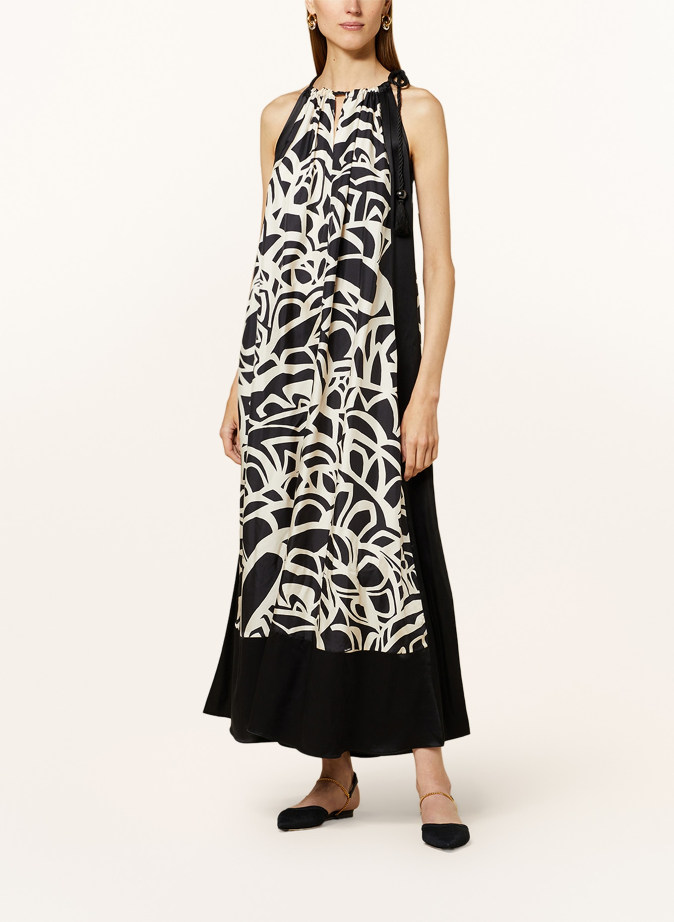 Max Mara Silk dress LICEN, Color: BLACK/ CREAM (Image 2)