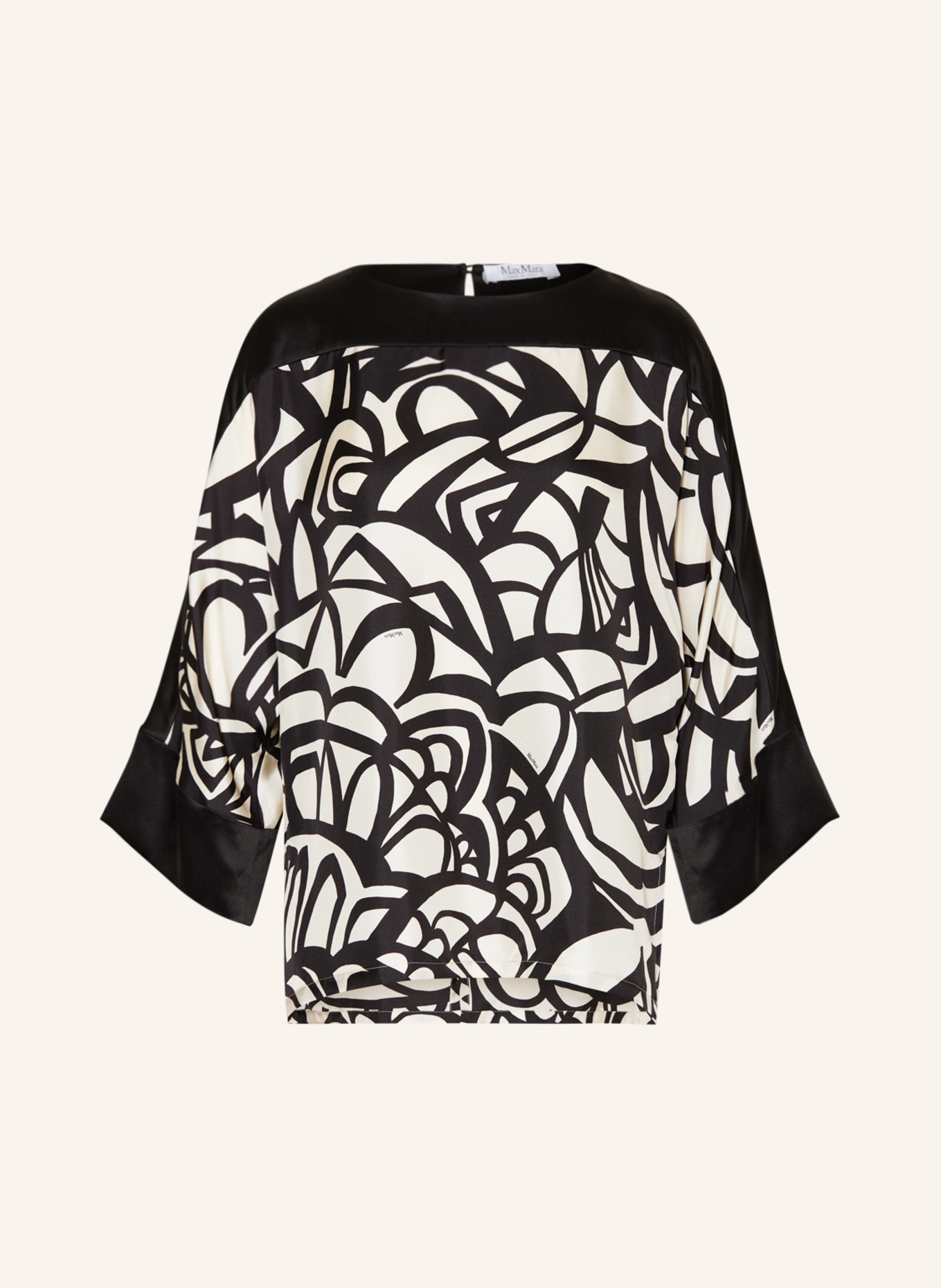 Max Mara Shirt blouse QUAGLIA in silk, Color: BLACK/ CREAM (Image 1)