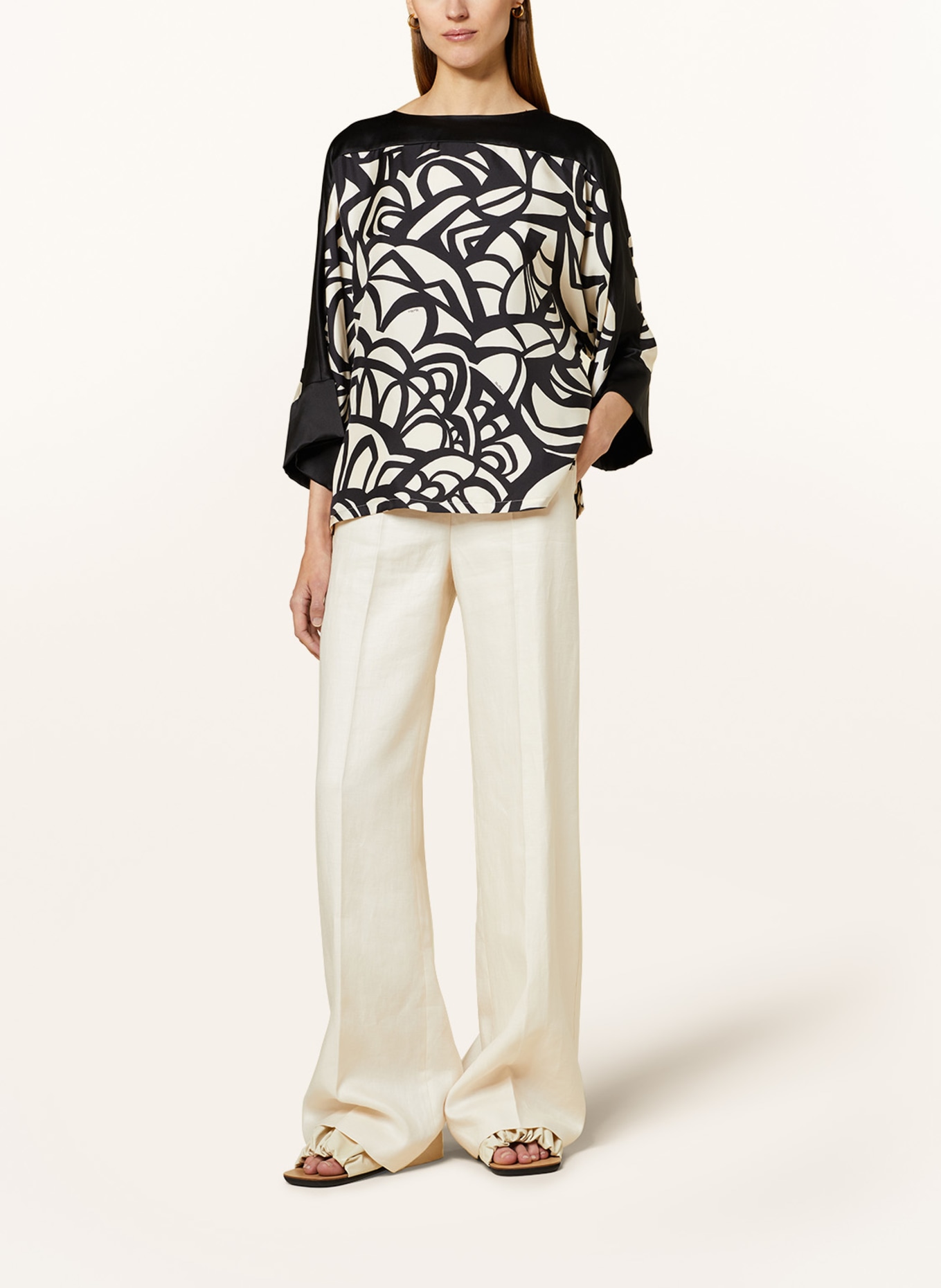 Max Mara Shirt blouse QUAGLIA in silk, Color: BLACK/ CREAM (Image 2)