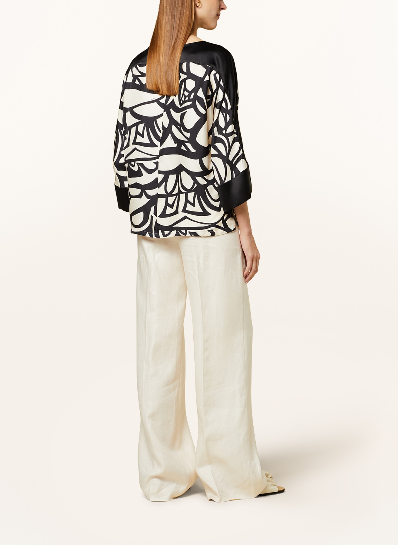 Max Mara Shirt blouse QUAGLIA in silk, Color: BLACK/ CREAM (Image 3)
