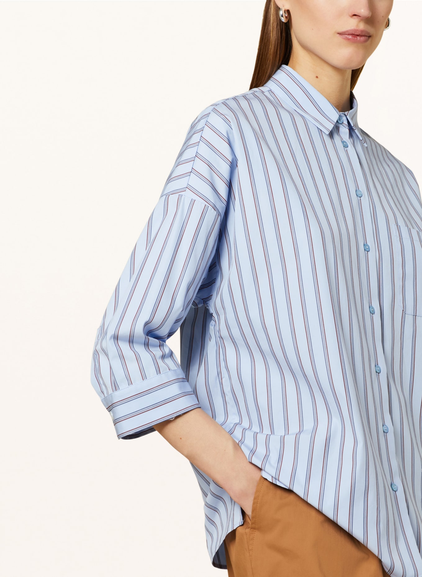 WEEKEND MaxMara Oversized shirt blouse VENUS with 3/4 sleeves, Color: LIGHT BLUE (Image 4)
