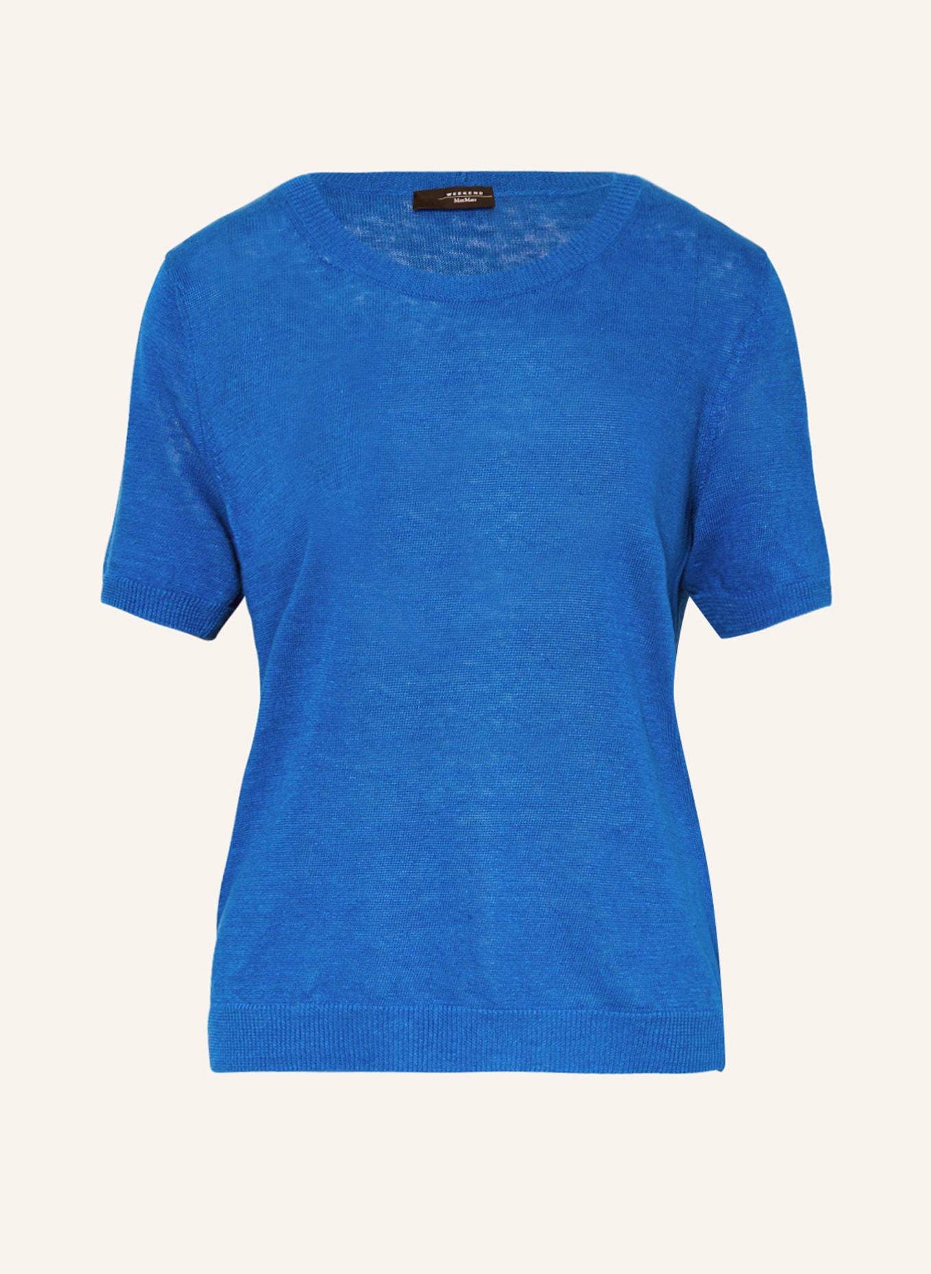 WEEKEND MaxMara Úpletové tričko PANCONE ze lnu, Barva: MODRÁ (Obrázek 1)