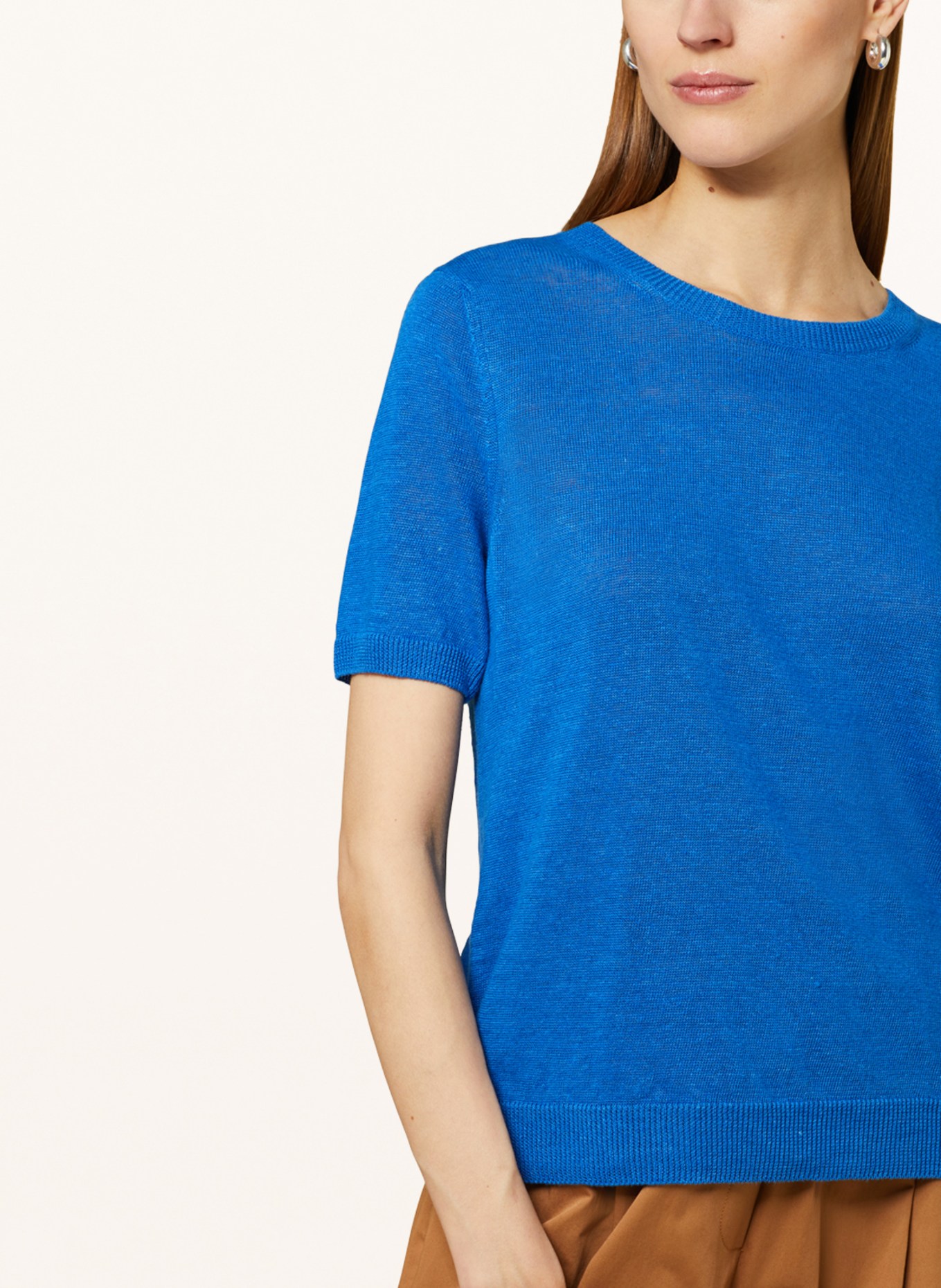 WEEKEND MaxMara Dzianinowa koszulka PANCONE z lnu, Kolor: NIEBIESKI (Obrazek 4)