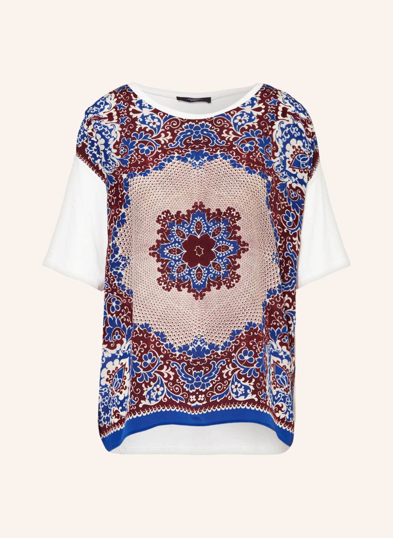 WEEKEND MaxMara T-shirt z mieszanki materiałów, Kolor: BIAŁY/ NIEBIESKI/ CIEMNOCZERWONY (Obrazek 1)