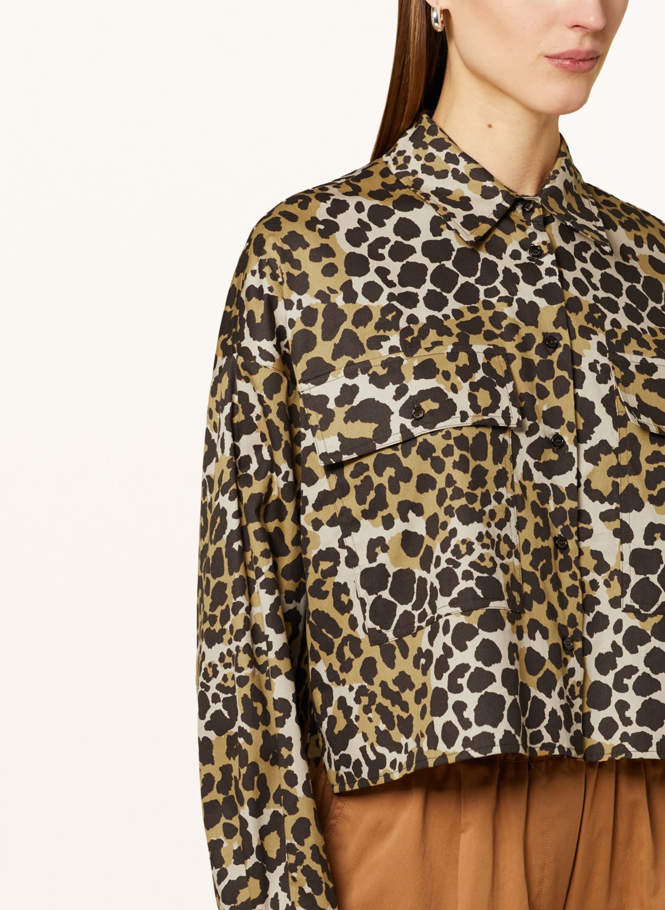WEEKEND MaxMara Cropped shirt blouse TENNIS, Color: CAMEL/ BEIGE/ DARK BROWN (Image 4)