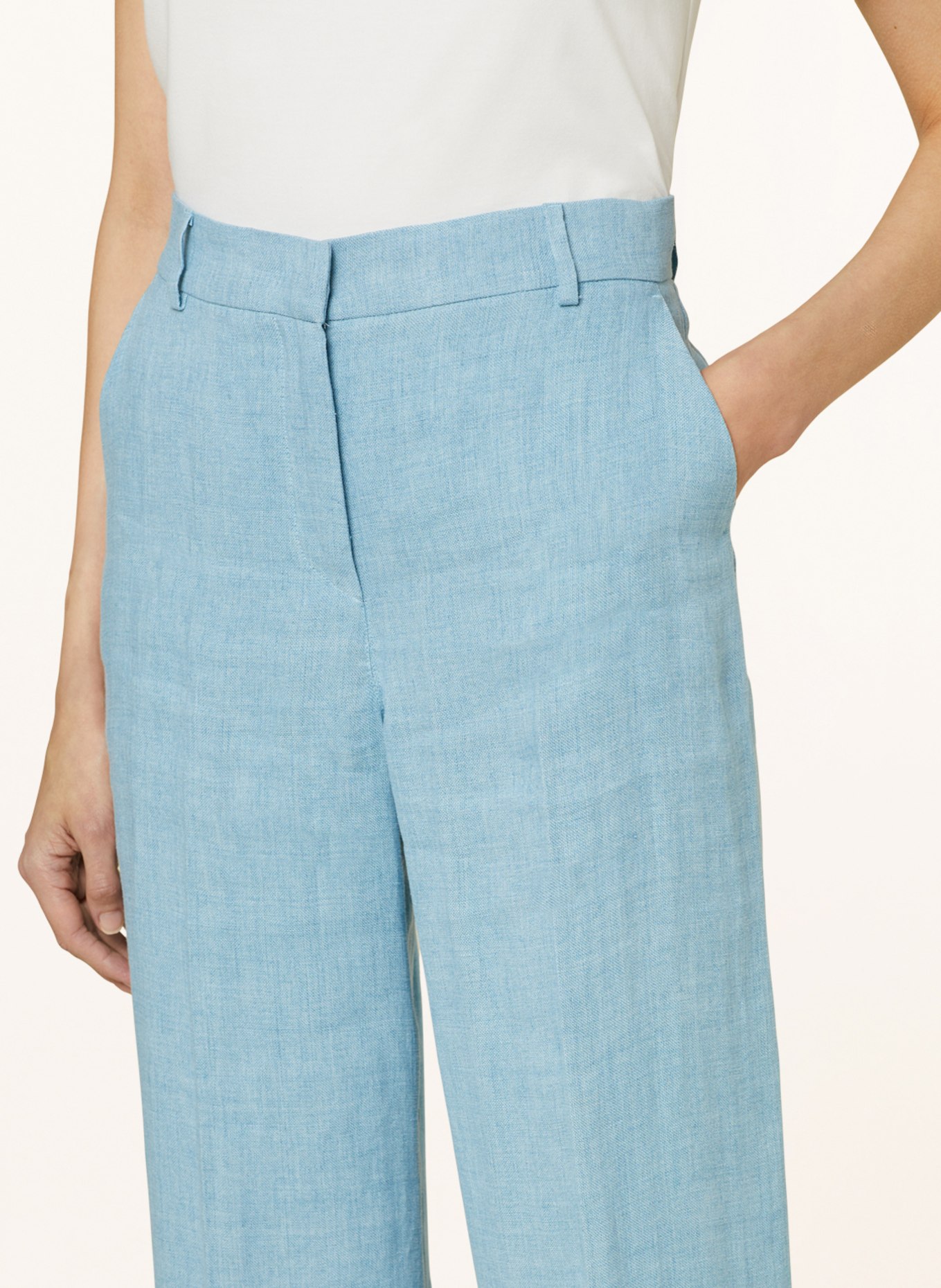 WEEKEND MaxMara Linen trousers MALIZIA, Color: LIGHT BLUE (Image 5)