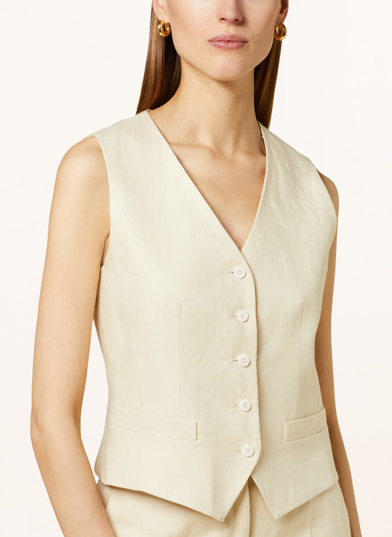 WEEKEND MaxMara Linen vest PACCHE, Color: BEIGE (Image 4)