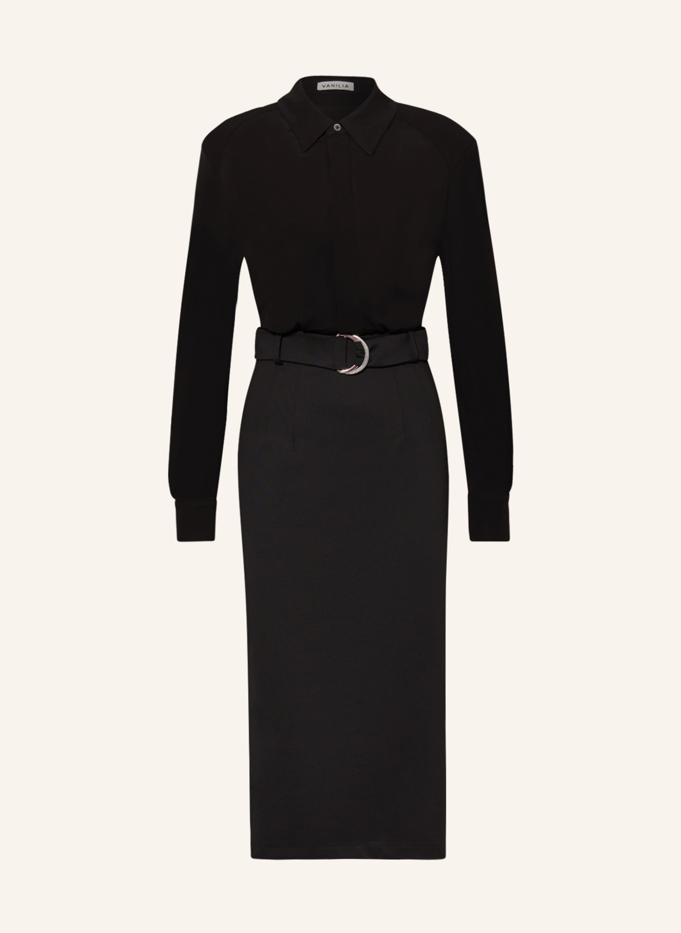 VANILIA Jersey dress in mixed materials, Color: BLACK (Image 1)