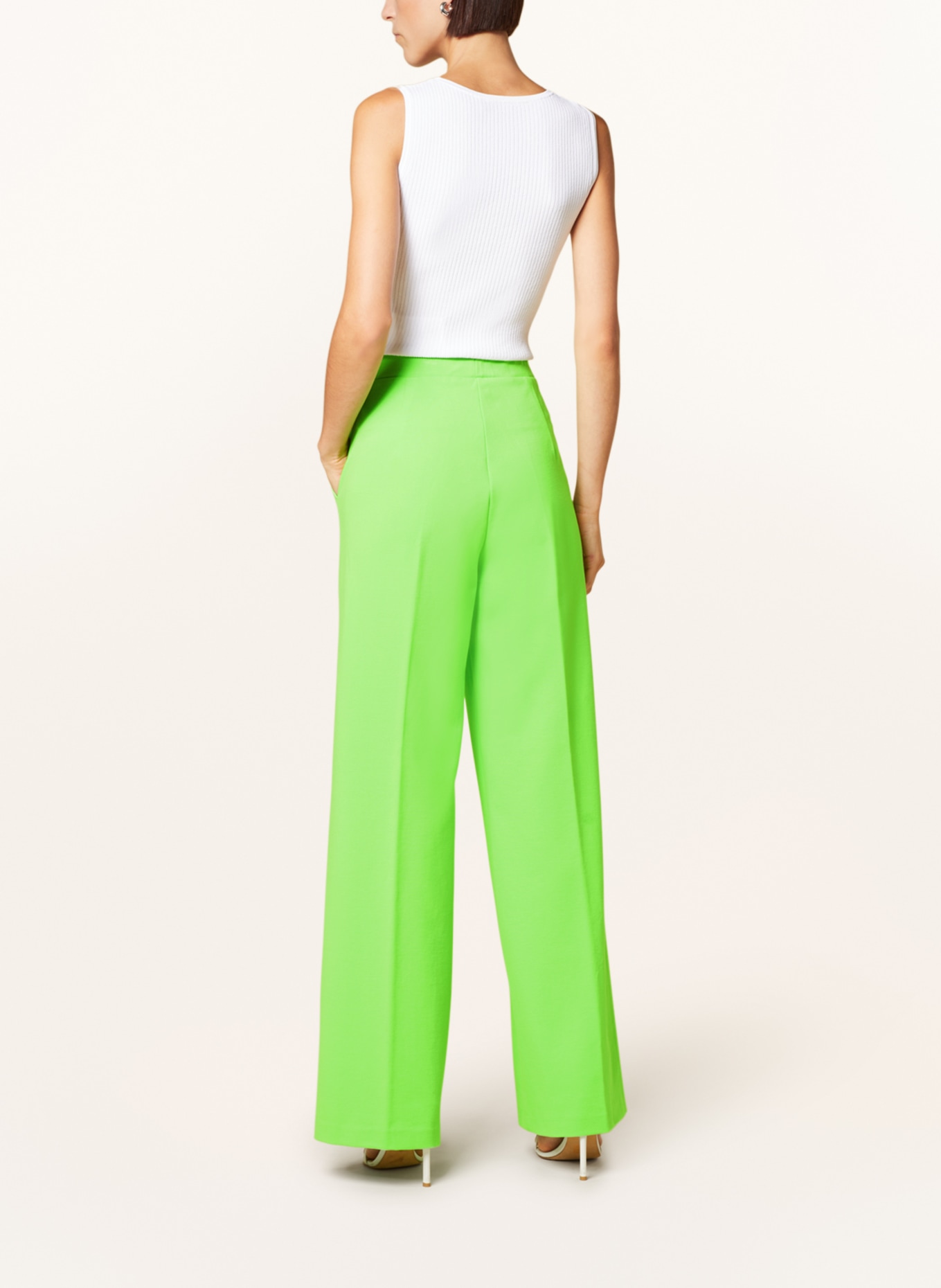 SEM PER LEI Wide leg trousers made of jersey, Color: LIGHT GREEN (Image 3)