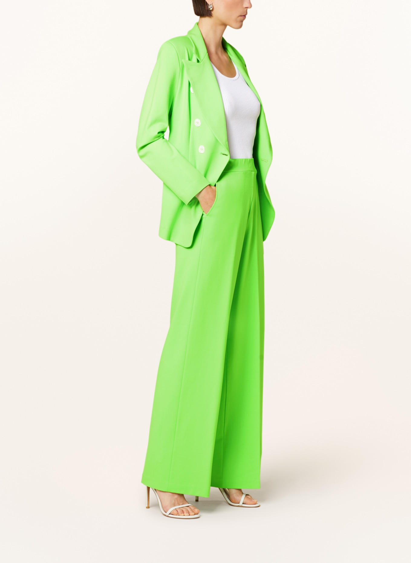 SEM PER LEI Wide leg trousers made of jersey, Color: LIGHT GREEN (Image 4)