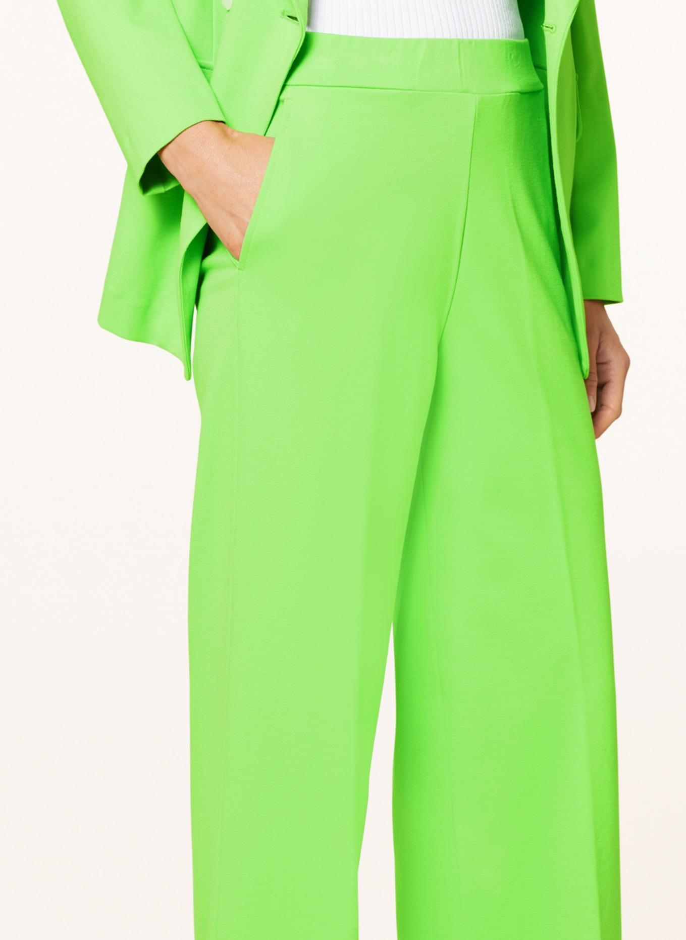 SEM PER LEI Wide leg trousers made of jersey, Color: LIGHT GREEN (Image 5)