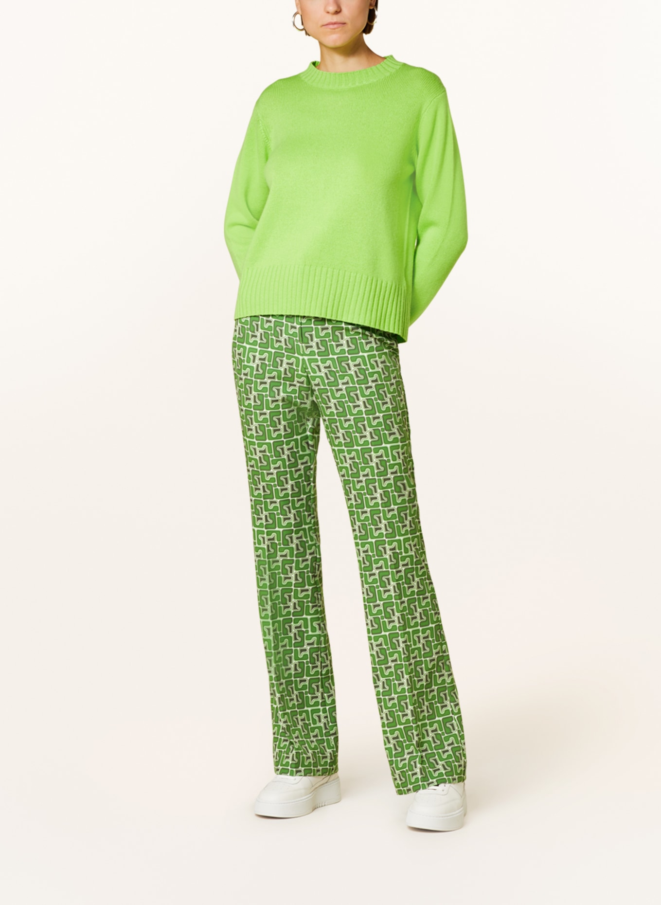 SEM PER LEI Wide leg trousers, Color: GREEN/ DARK GREEN/ WHITE (Image 2)
