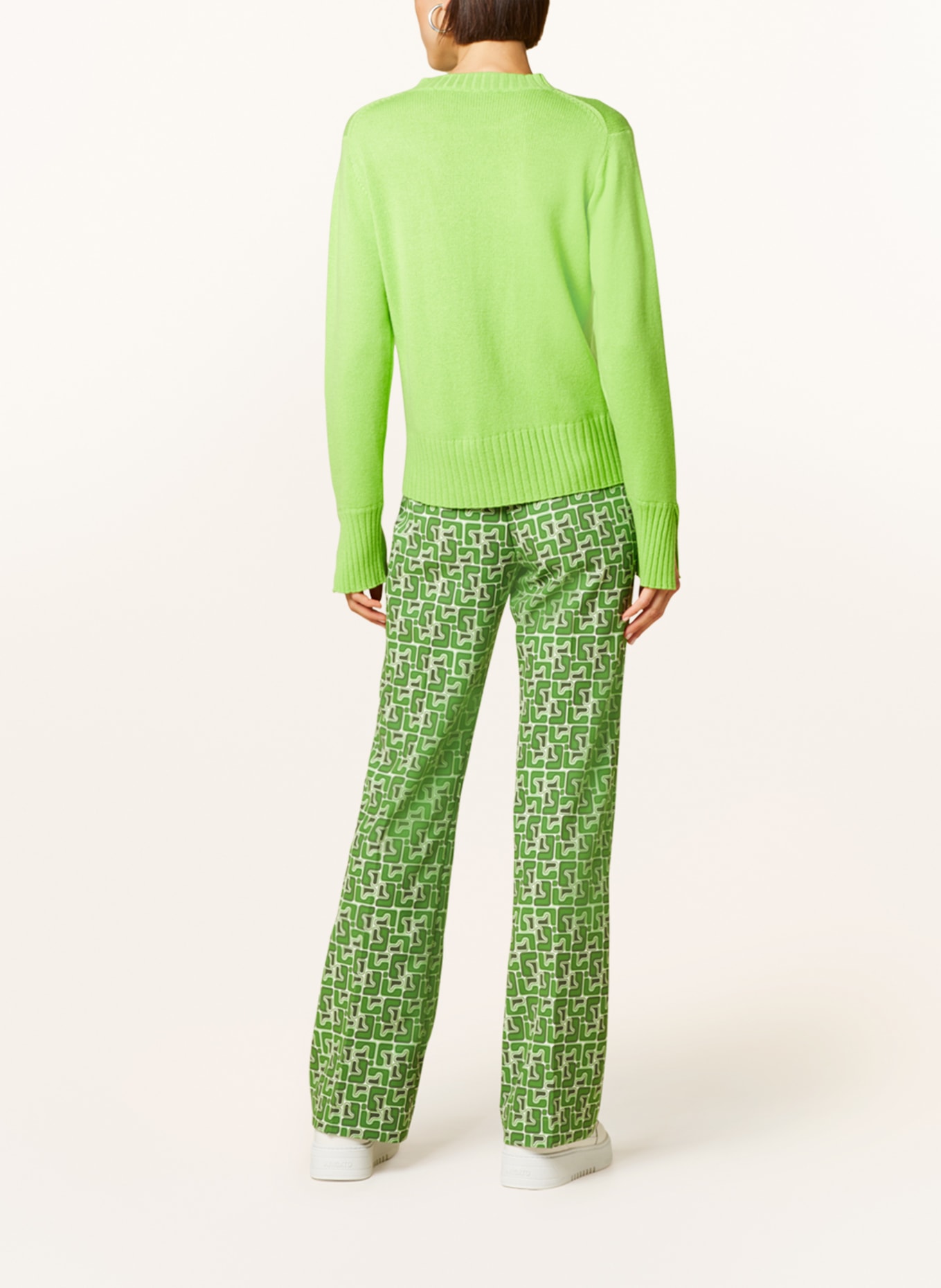 SEM PER LEI Wide leg trousers, Color: GREEN/ DARK GREEN/ WHITE (Image 3)