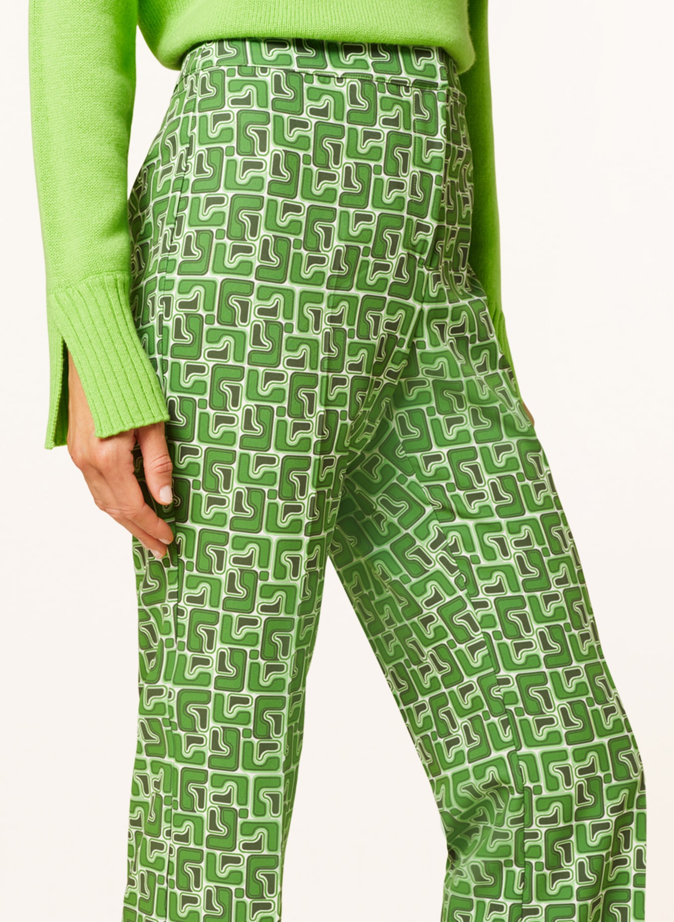 SEM PER LEI Wide leg trousers, Color: GREEN/ DARK GREEN/ WHITE (Image 5)
