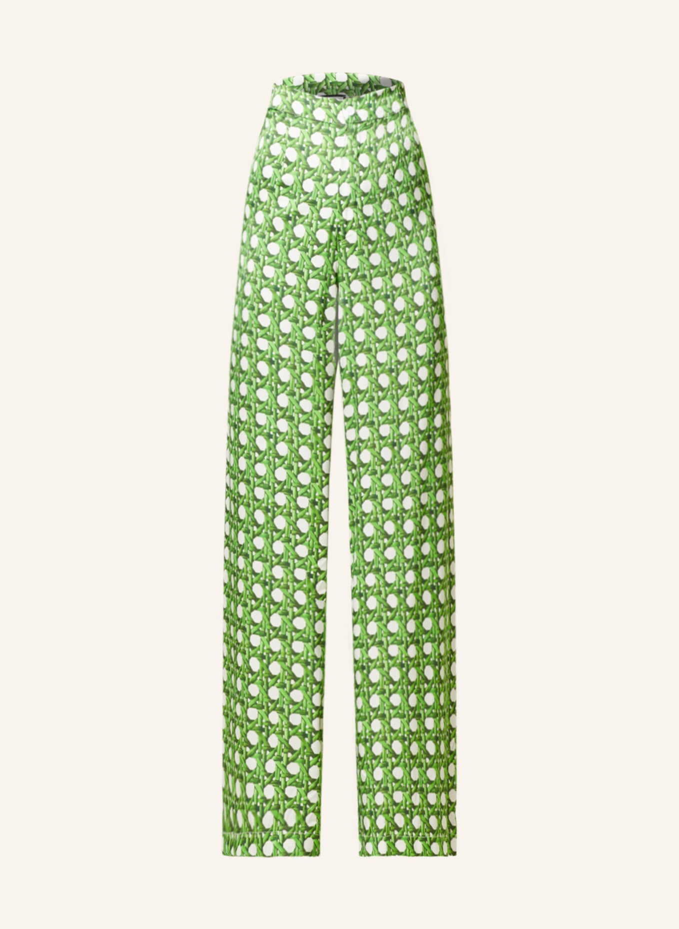 SEM PER LEI Wide leg trousers, Color: GREEN/ WHITE (Image 1)