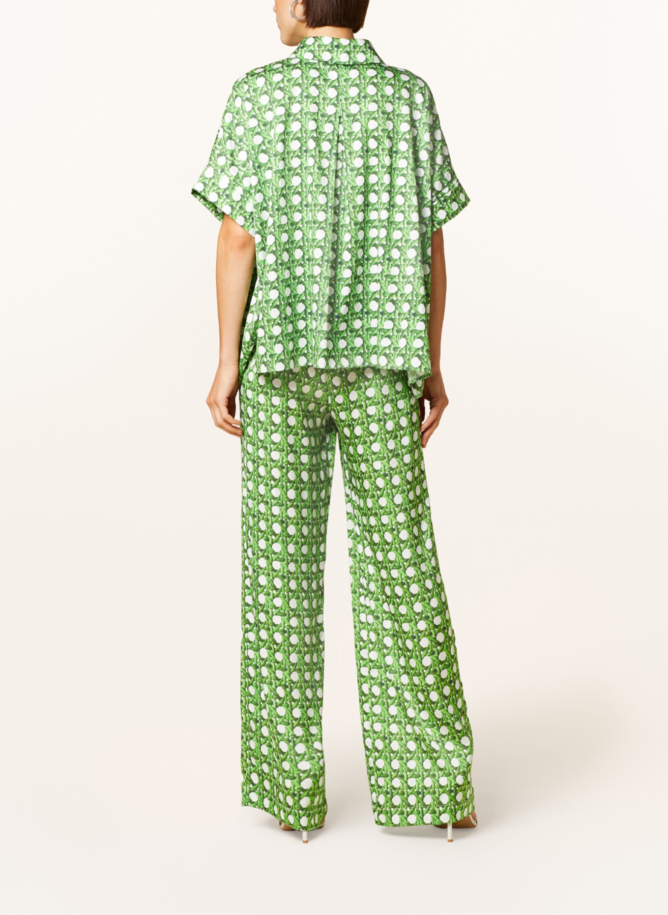 SEM PER LEI Wide leg trousers, Color: GREEN/ WHITE (Image 3)