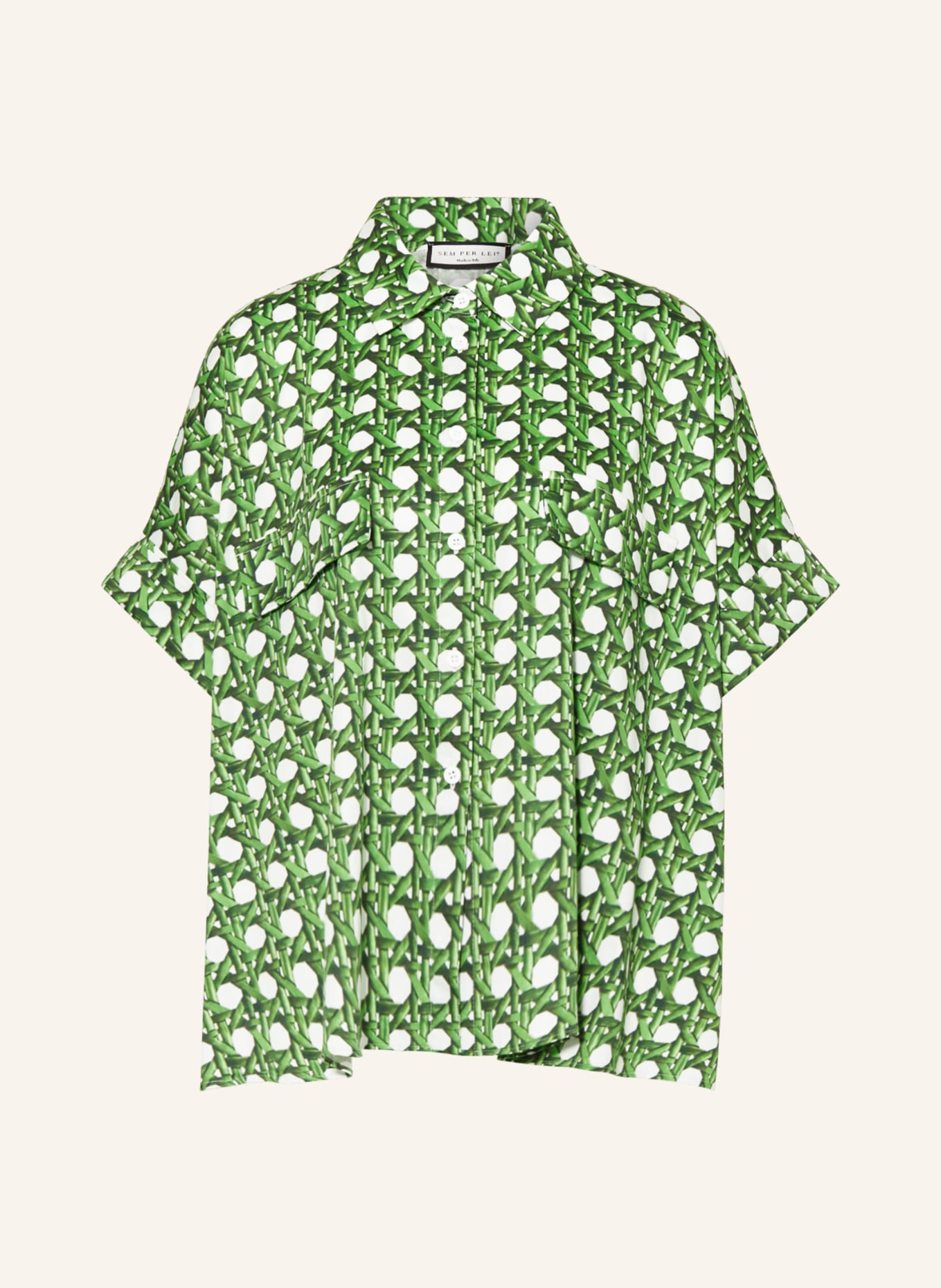 SEM PER LEI Shirt blouse, Color: GREEN/ WHITE (Image 1)