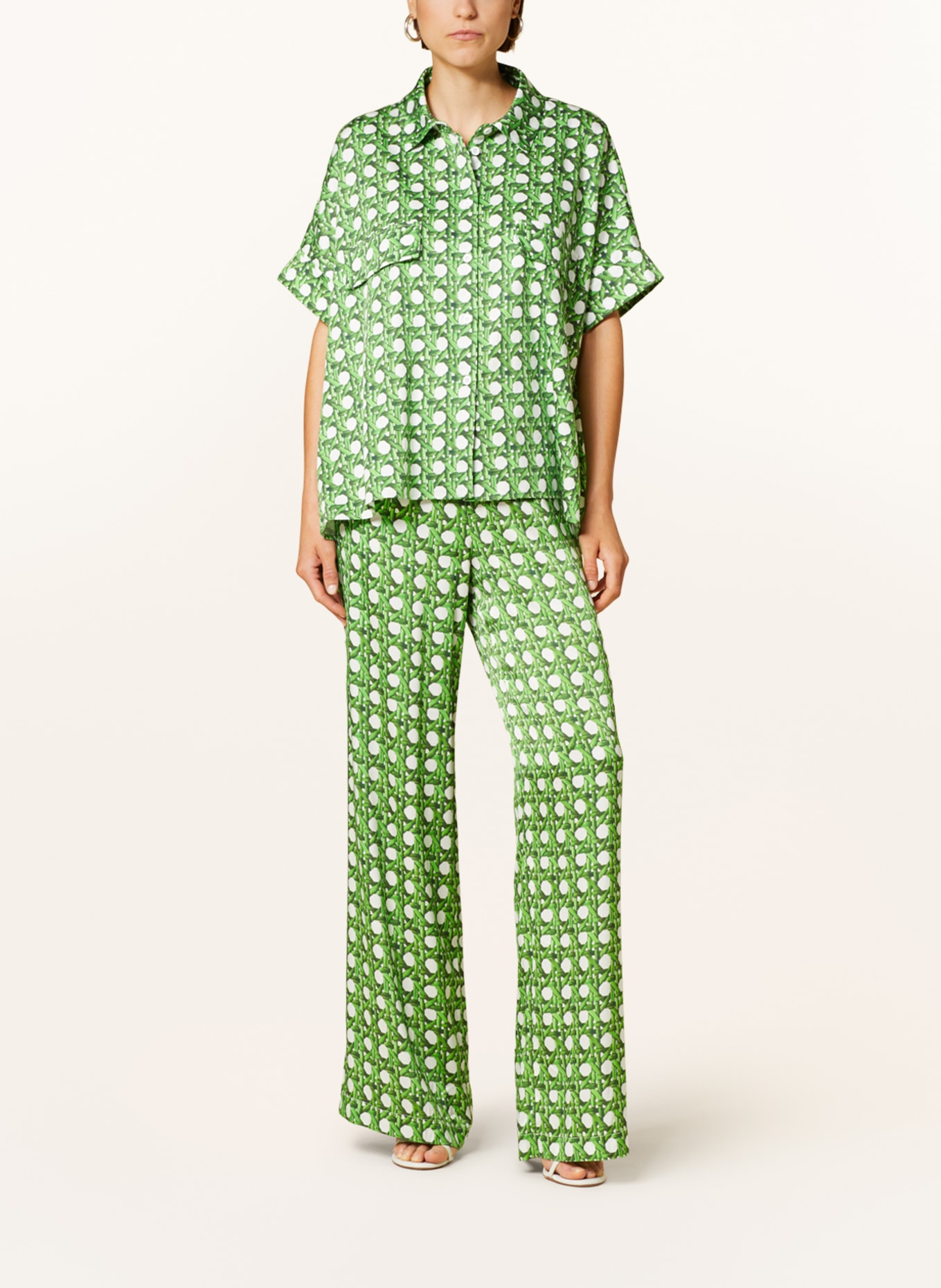 SEM PER LEI Shirt blouse, Color: GREEN/ WHITE (Image 2)