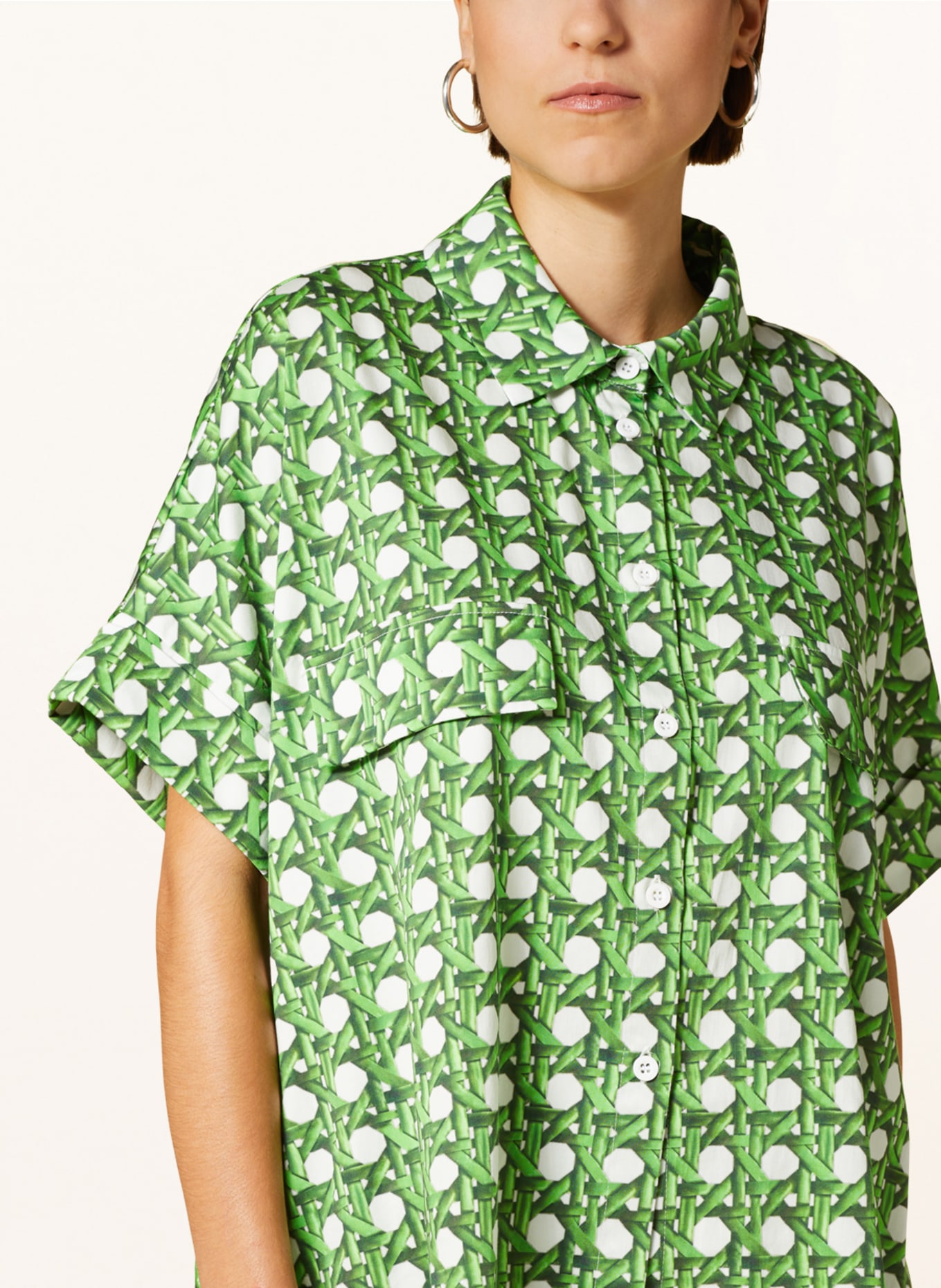 SEM PER LEI Shirt blouse, Color: GREEN/ WHITE (Image 4)