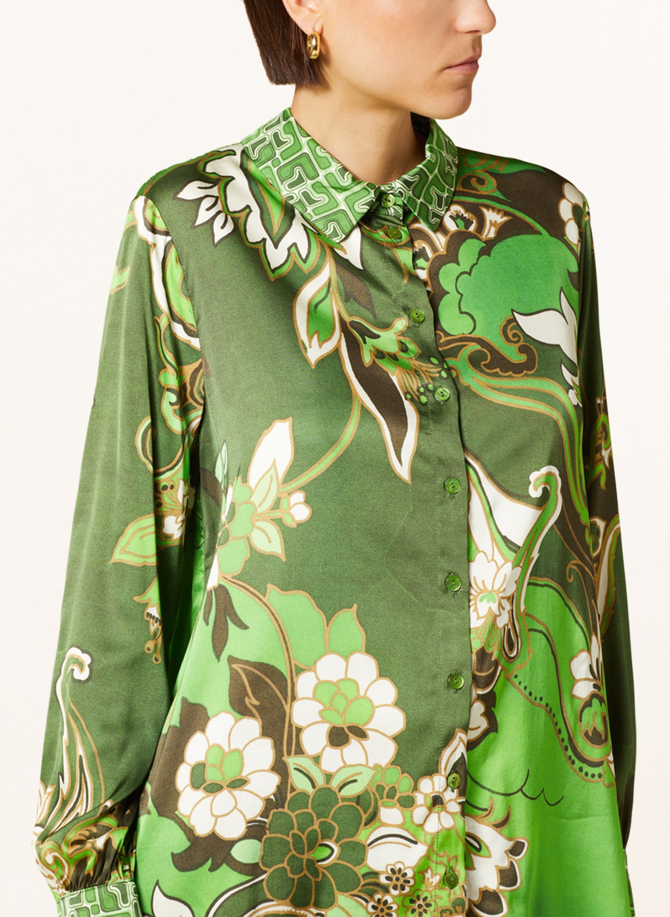 SEM PER LEI Shirt blouse, Color: DARK GREEN/ LIGHT GREEN/ CREAM (Image 4)