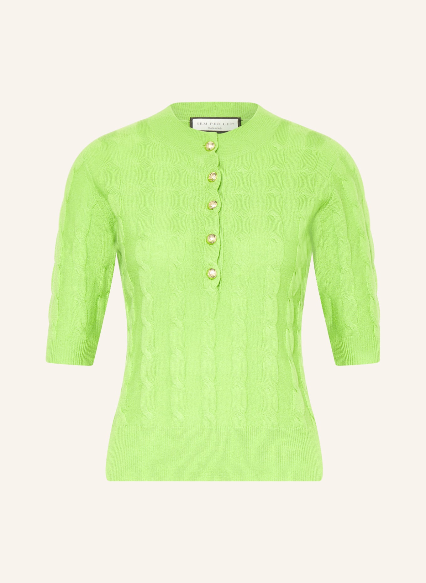 SEM PER LEI Sweater with cashmere, Color: LIGHT GREEN (Image 1)