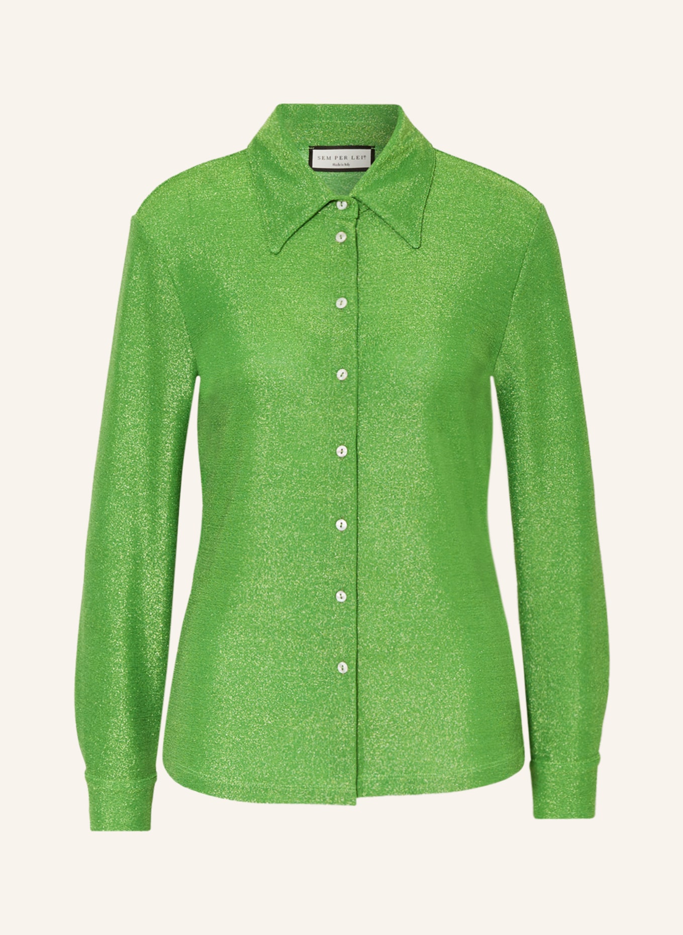 SEM PER LEI Shirt blouse with glitter thread, Color: LIGHT GREEN (Image 1)