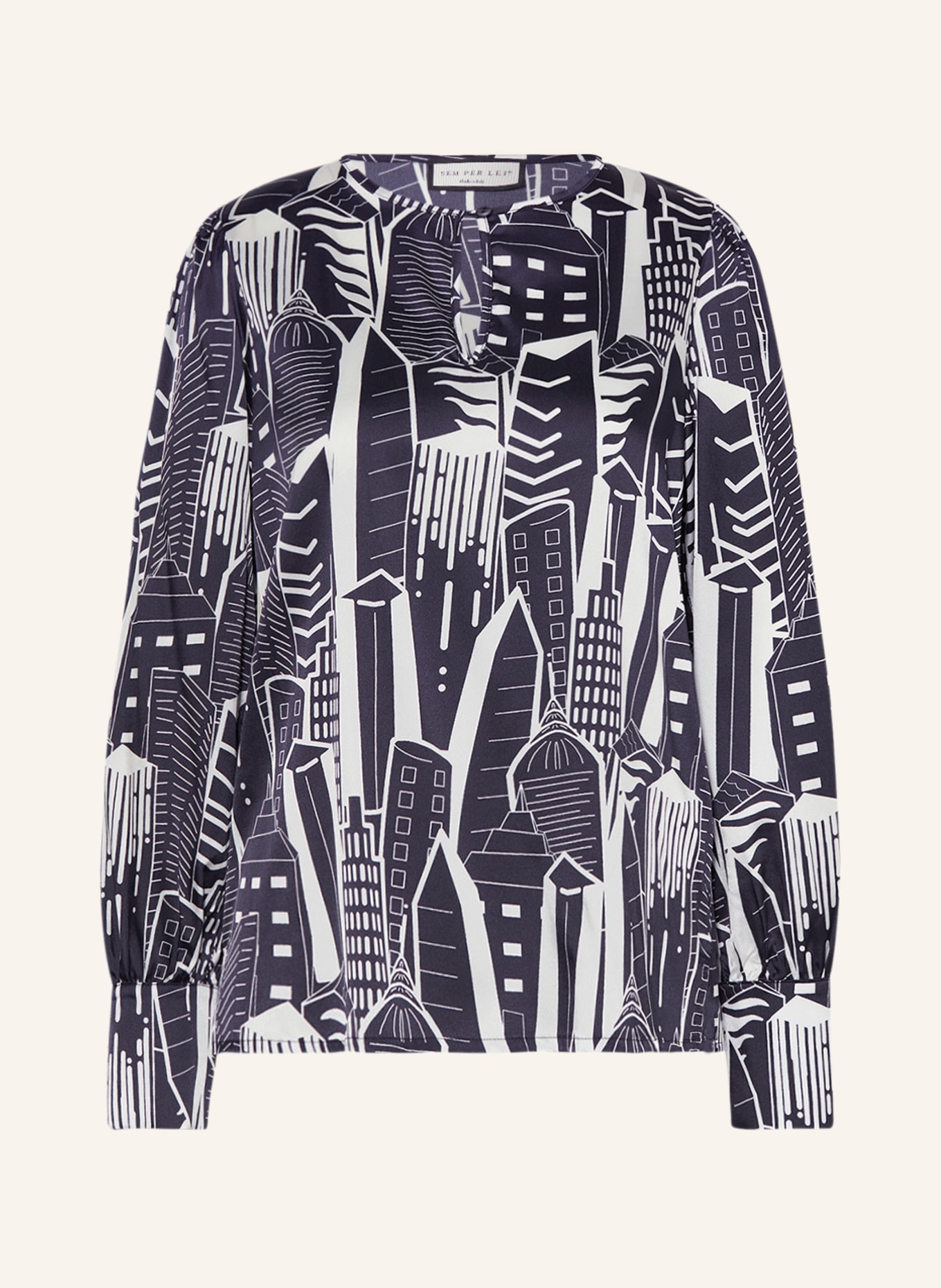 SEM PER LEI Bluzka z dodatkiem jedwabiu, Kolor: GRANATOWY/ SREBRNY (Obrazek 1)