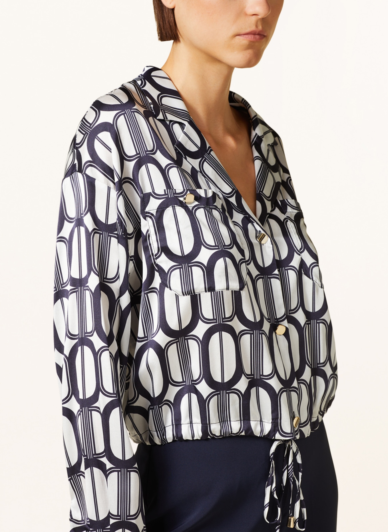 SEM PER LEI Bluzka z dodatkiem jedwabiu, Kolor: GRANATOWY/ SREBRNY (Obrazek 4)