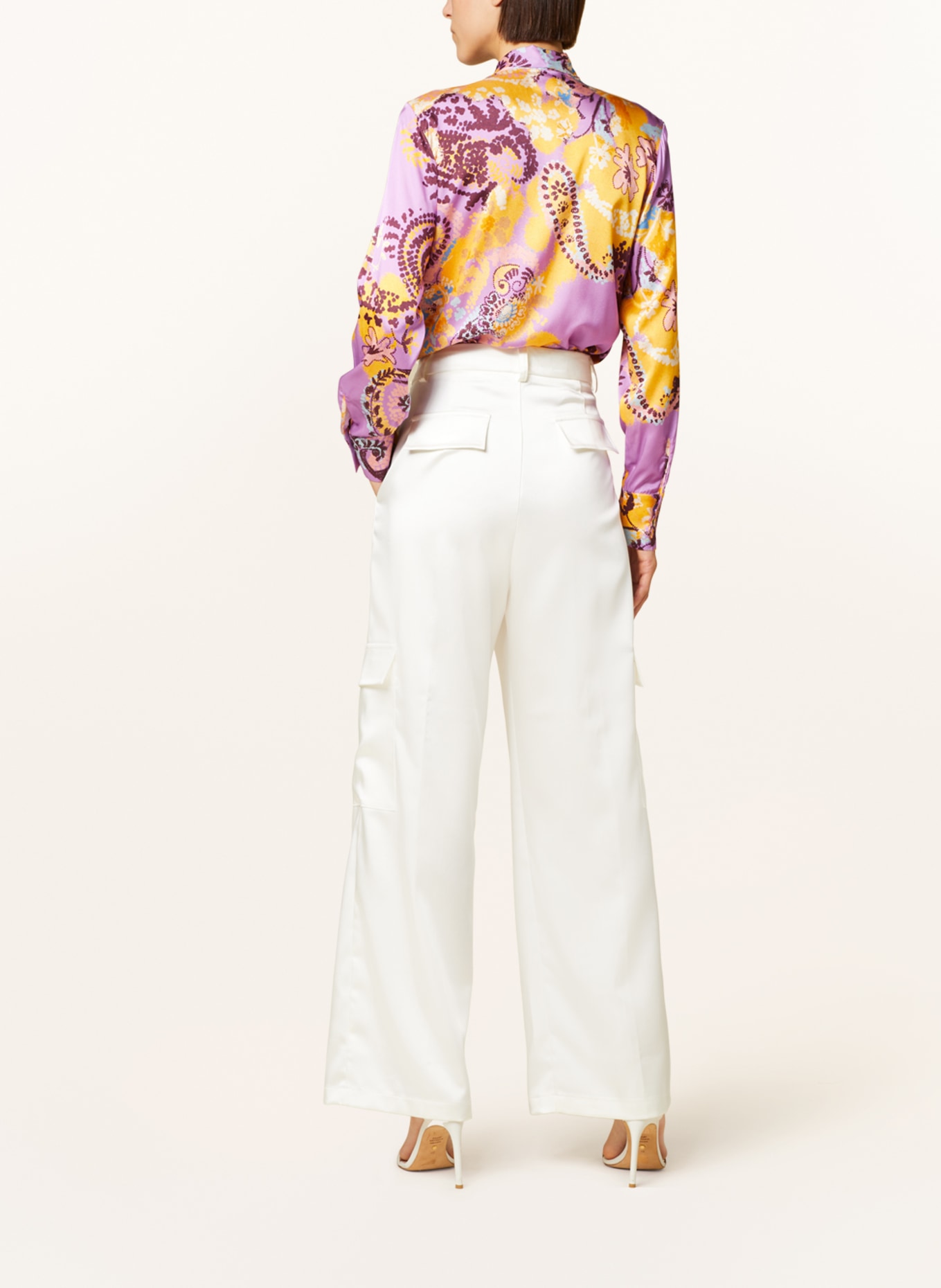 SEM PER LEI Bluzka z wiązaniem pod szyją z dodatkiem jedwabiu, Kolor: LILA/ POMARAŃCZOWY/ NIEBIESKI (Obrazek 3)