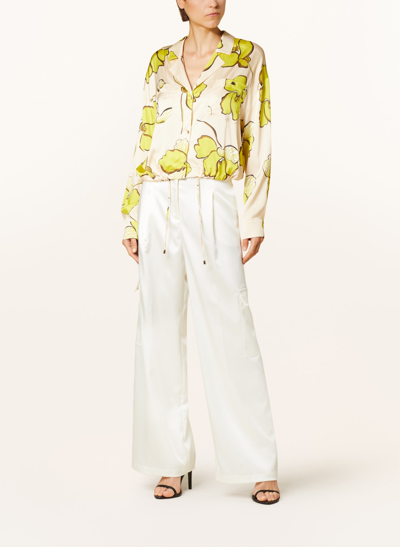 SEM PER LEI Satin blouse, Color: NUDE/ LIGHT GREEN (Image 2)