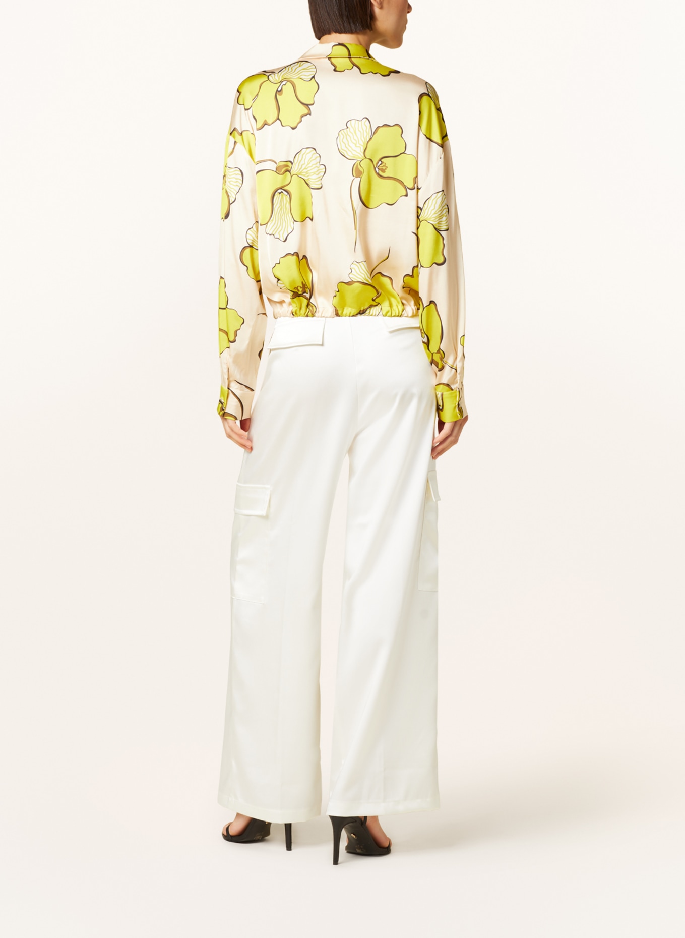 SEM PER LEI Satin blouse, Color: NUDE/ LIGHT GREEN (Image 3)
