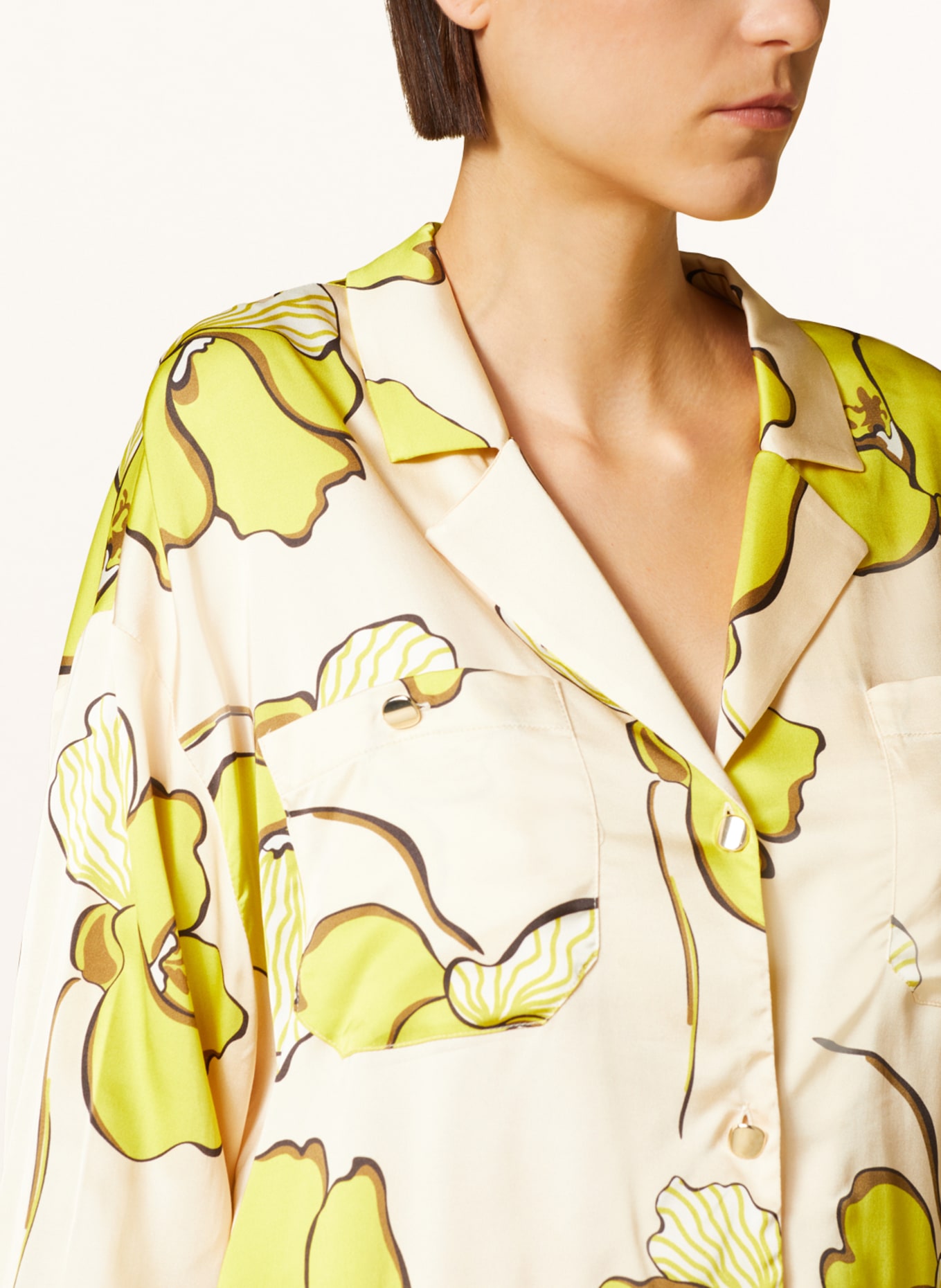 SEM PER LEI Satin blouse, Color: NUDE/ LIGHT GREEN (Image 4)