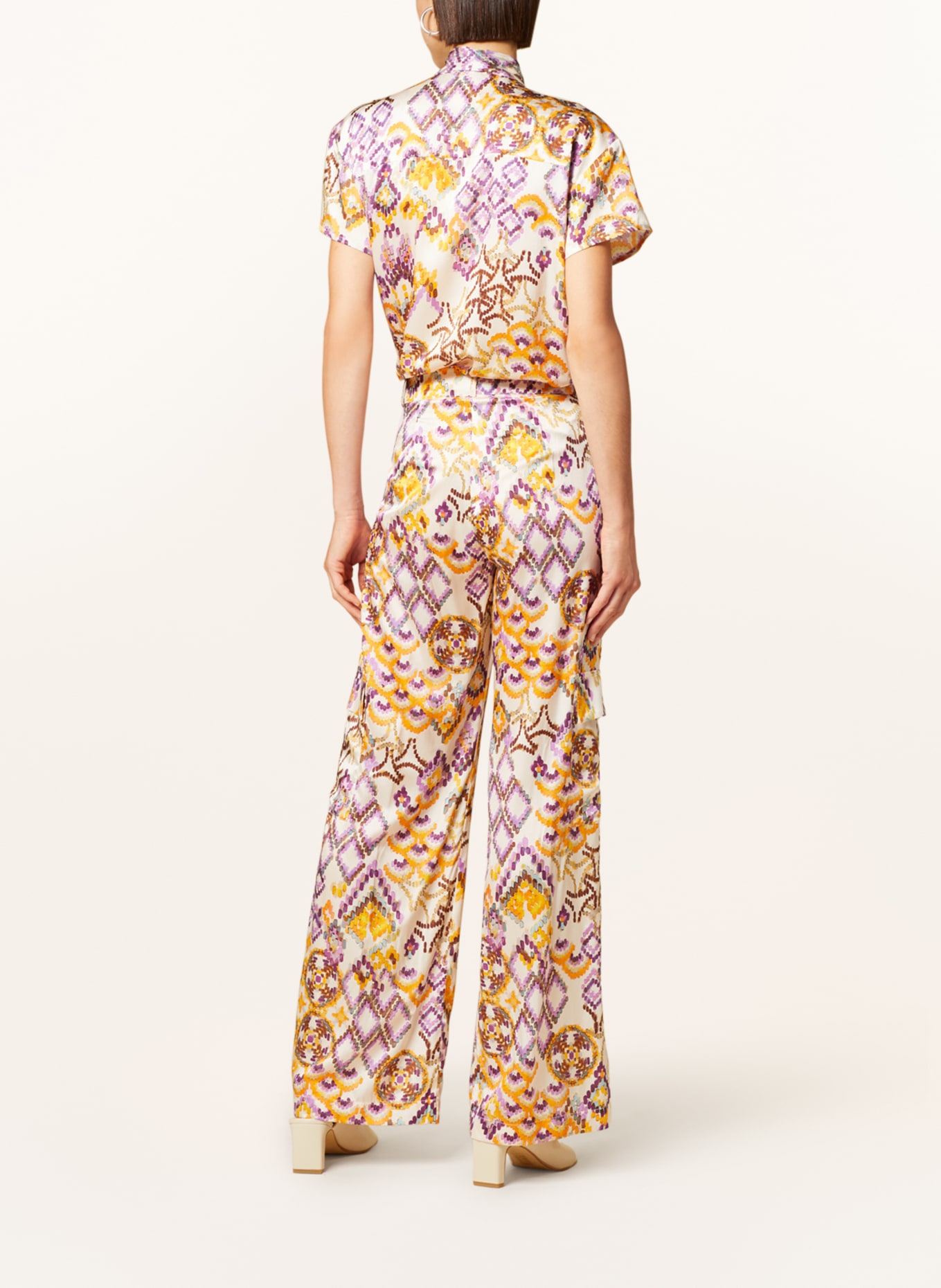 SEM PER LEI Bow-tie blouse with silk, Color: CREAM/ ORANGE/ PURPLE (Image 3)