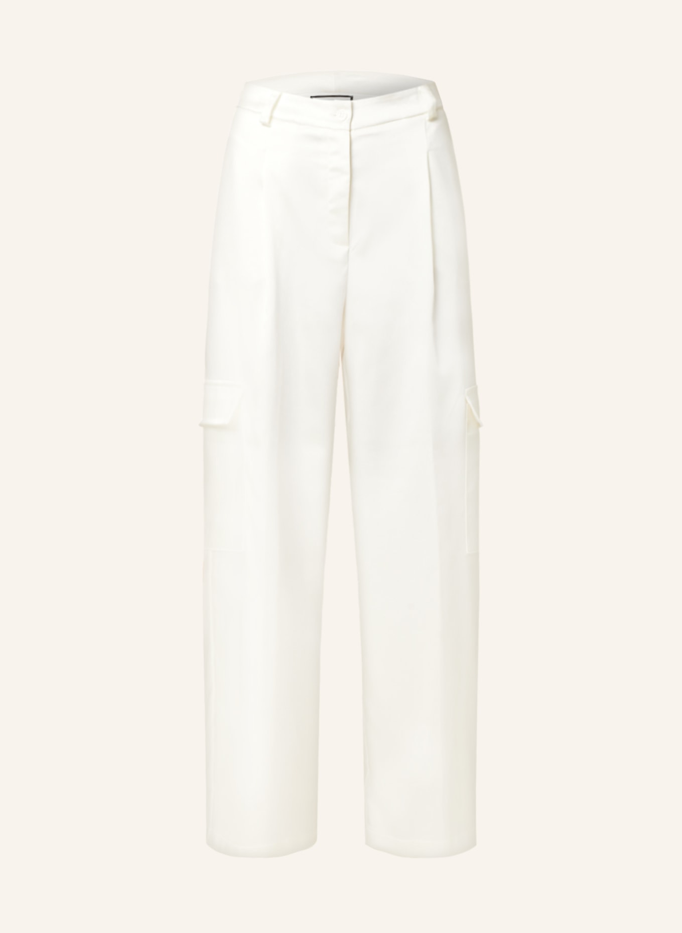 SEM PER LEI Cargo pants made of satin, Color: WHITE (Image 1)