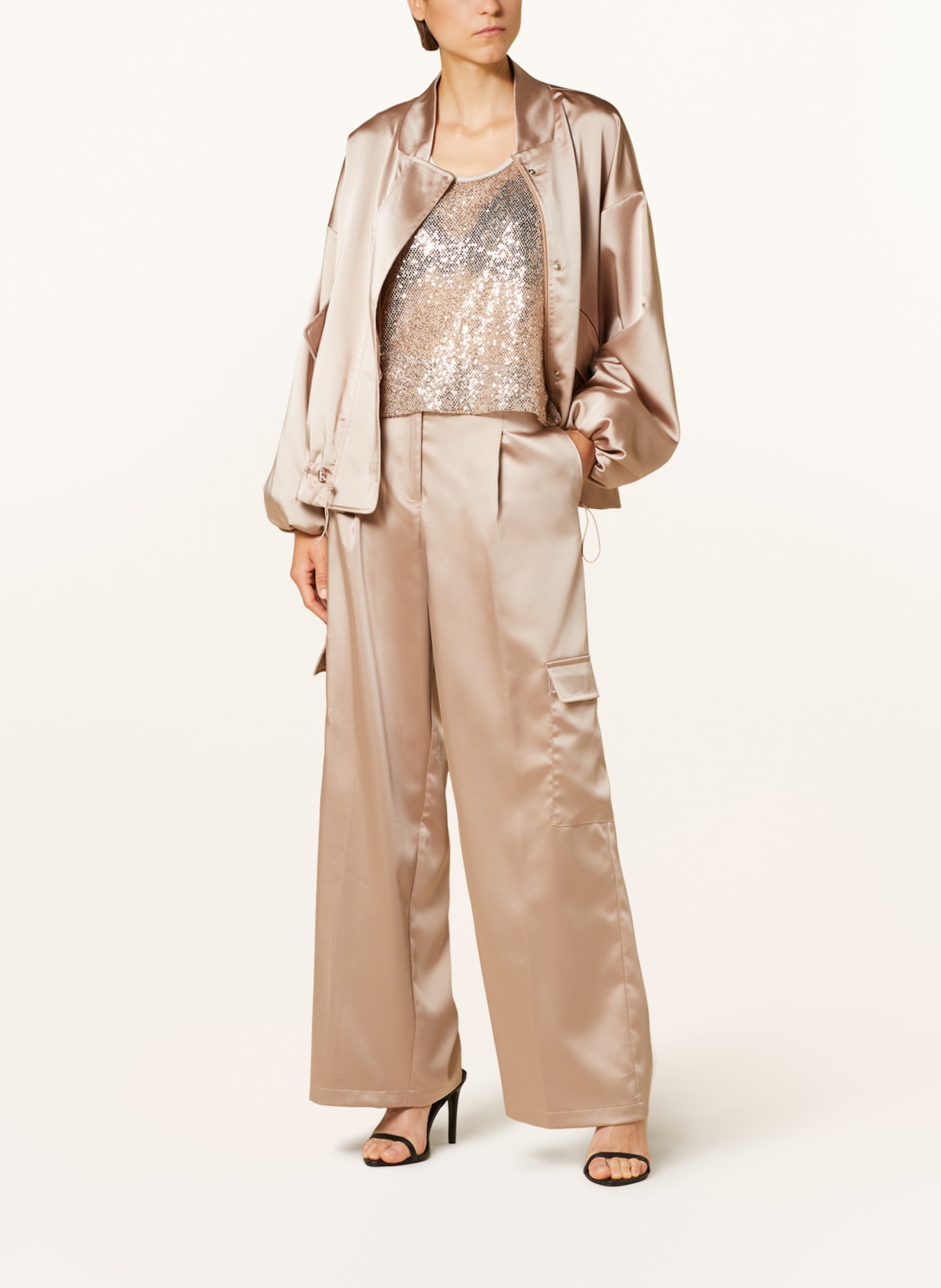 SEM PER LEI Cargobroek van satijn: BEIGE