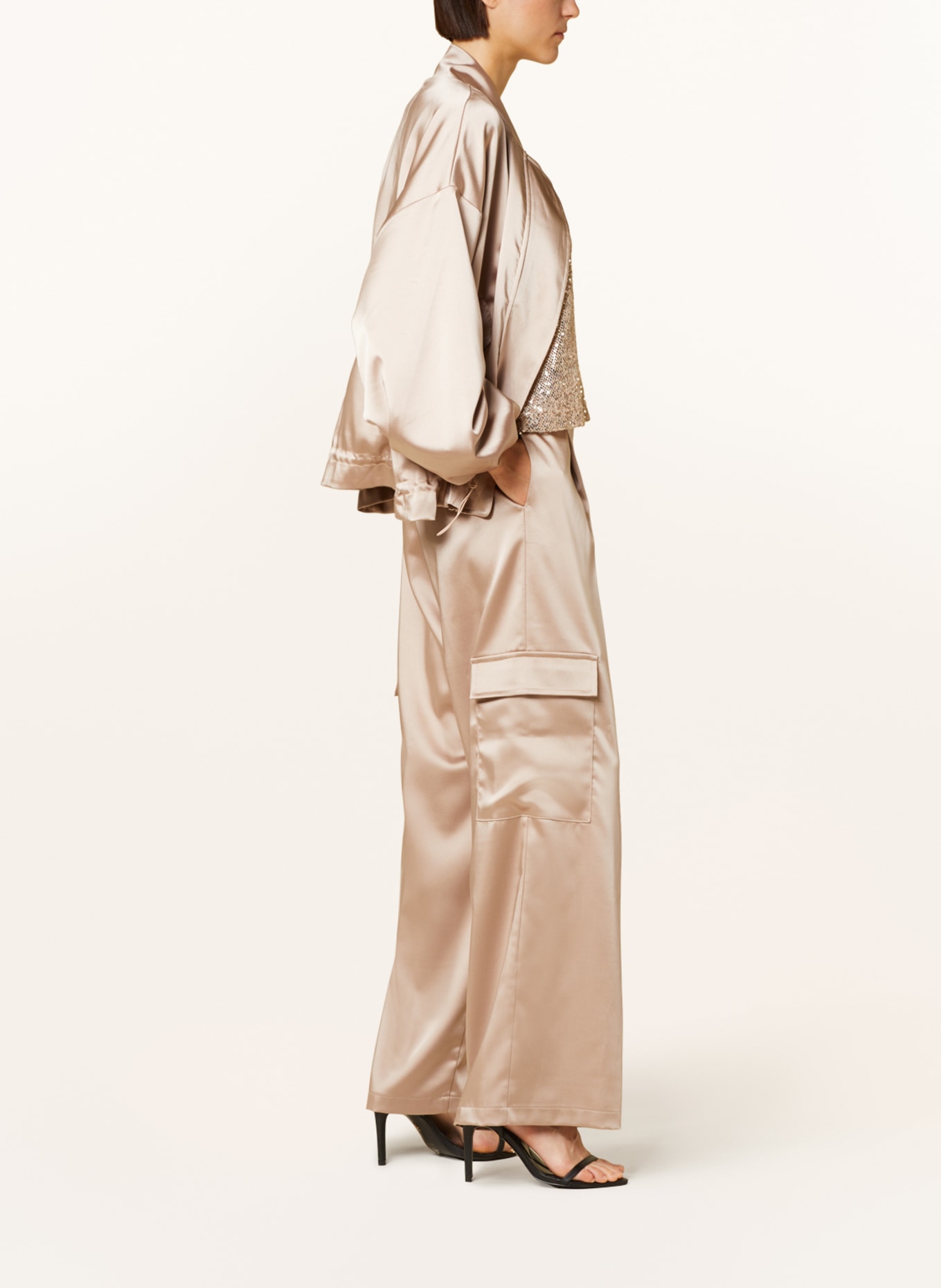 SEM PER LEI Cargobroek van satijn: BEIGE